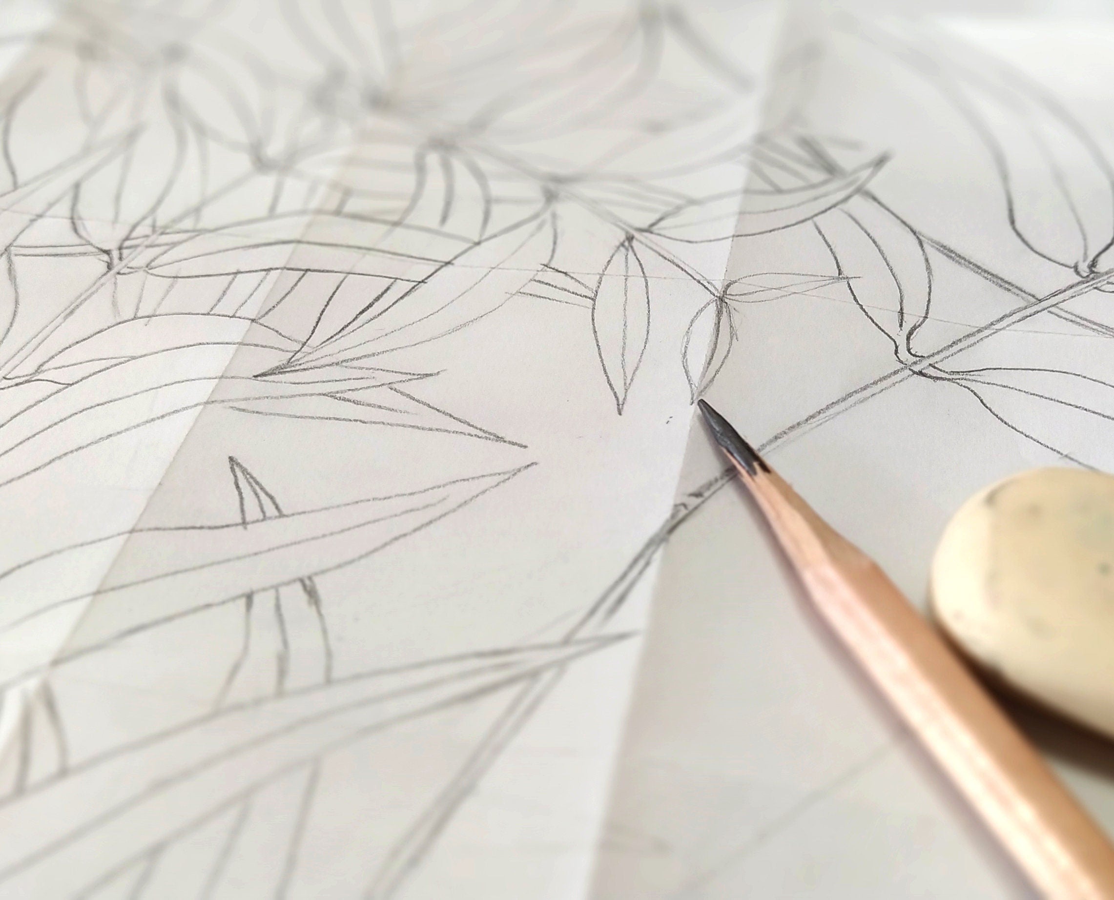 Botanical Wallpaper Featuring Trailing Leaves In Green And Black - X035