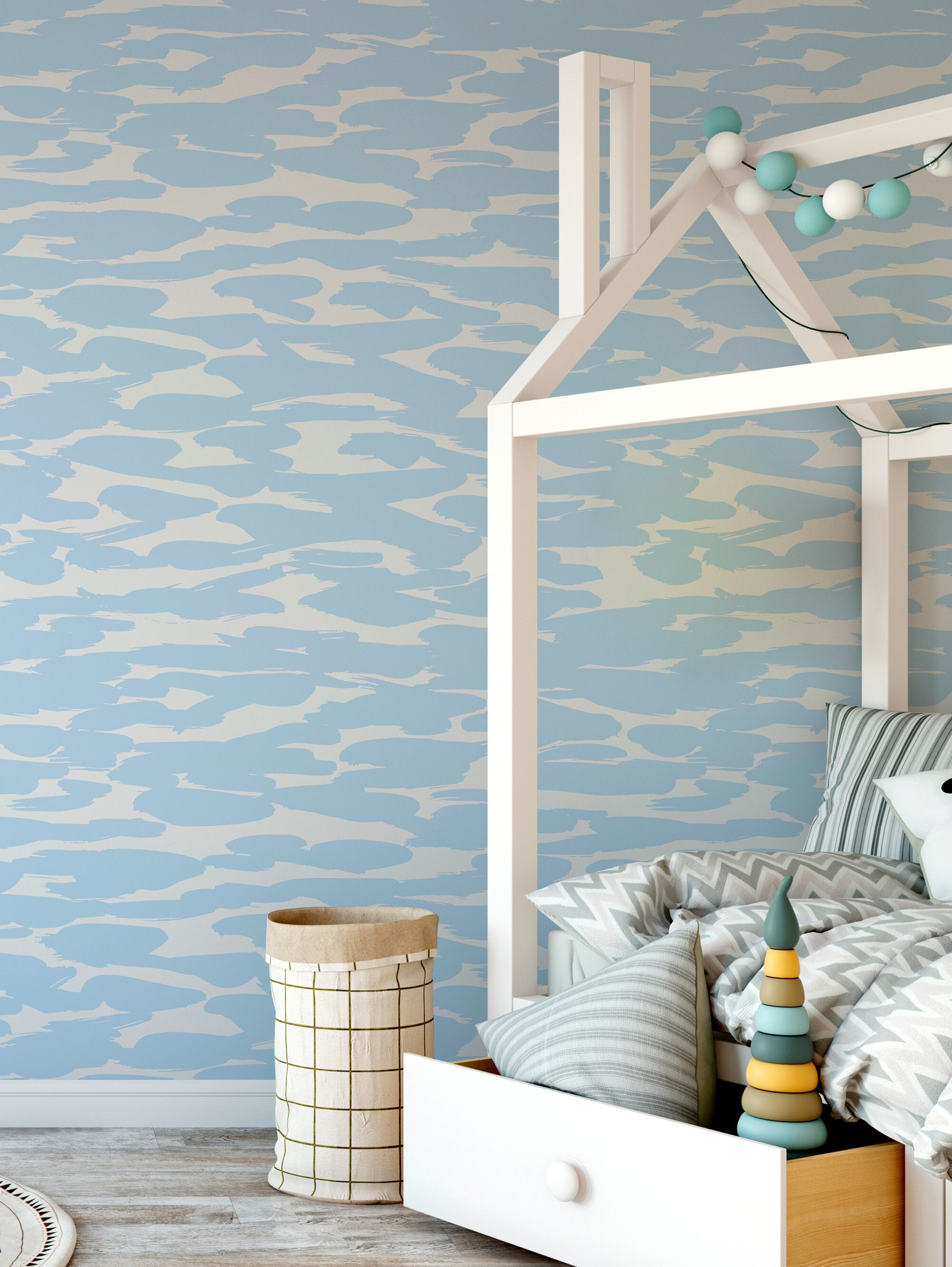 Abstract Wallpaper With Painterly Brush Strokes In Light Blue - X073