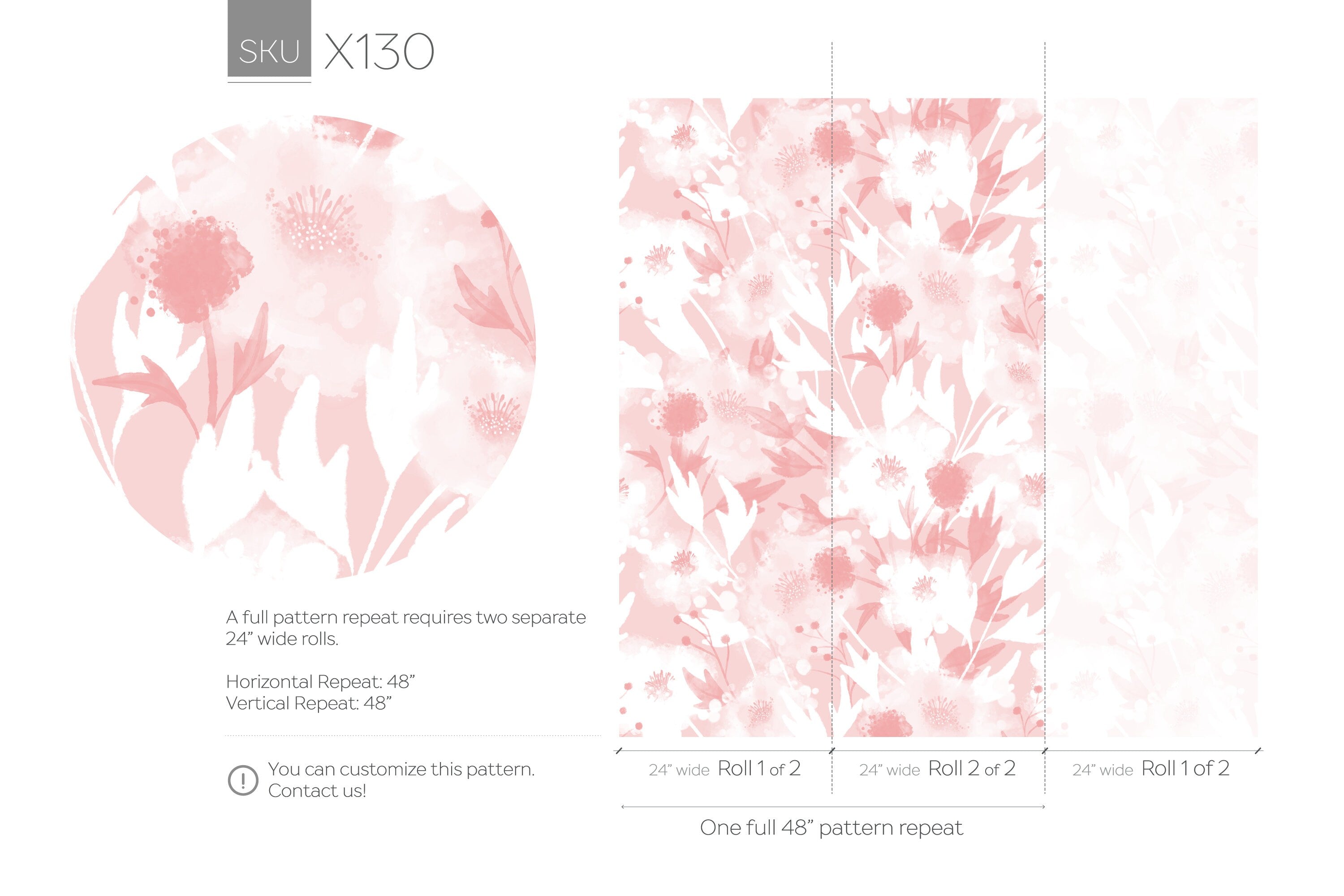Watercolor Wallpaper With Abstract Floral Silhouettes In Pink - X130