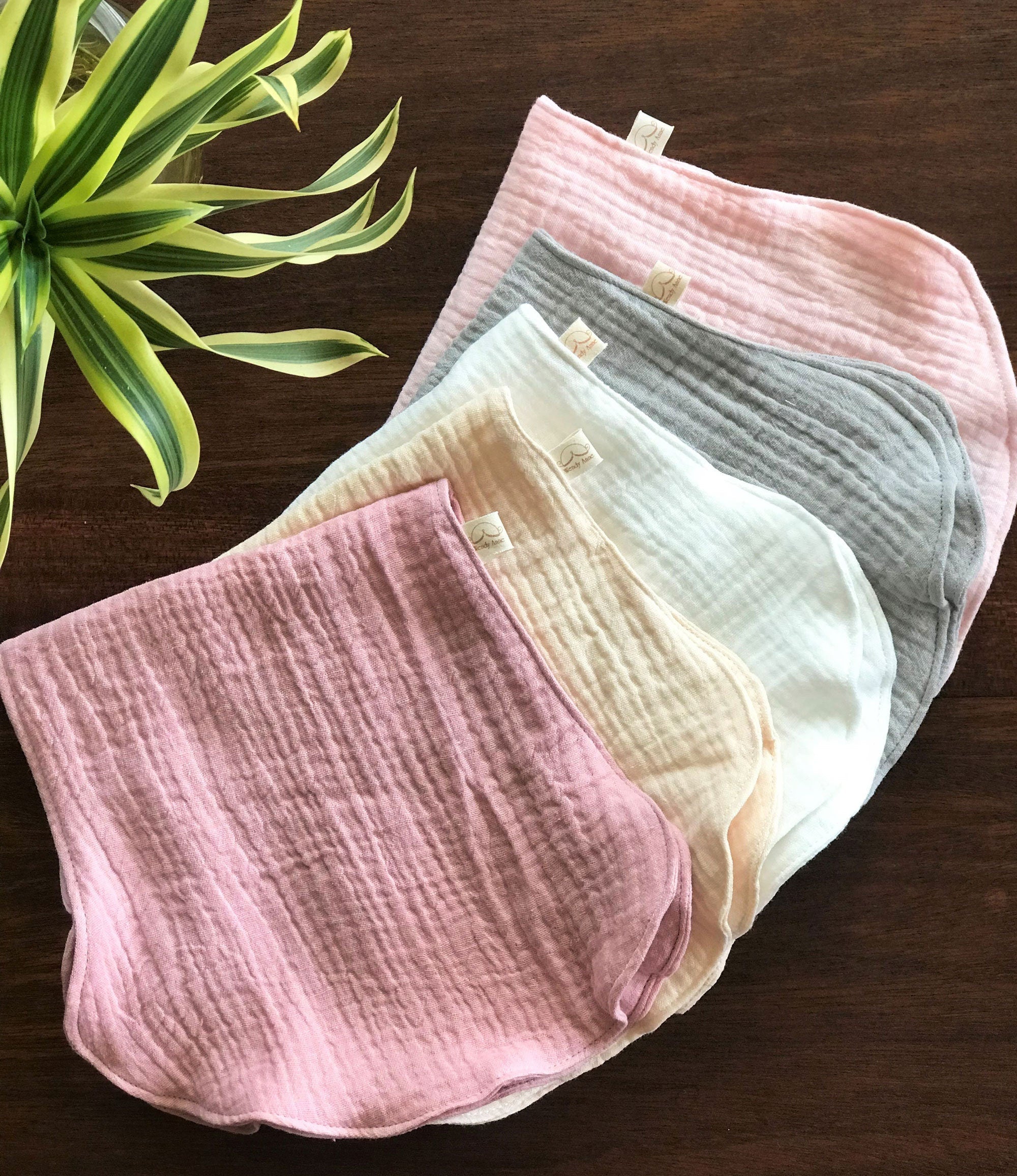 Set Of 5 Girls Burp Cloths - Organic Cotton Double Gauze