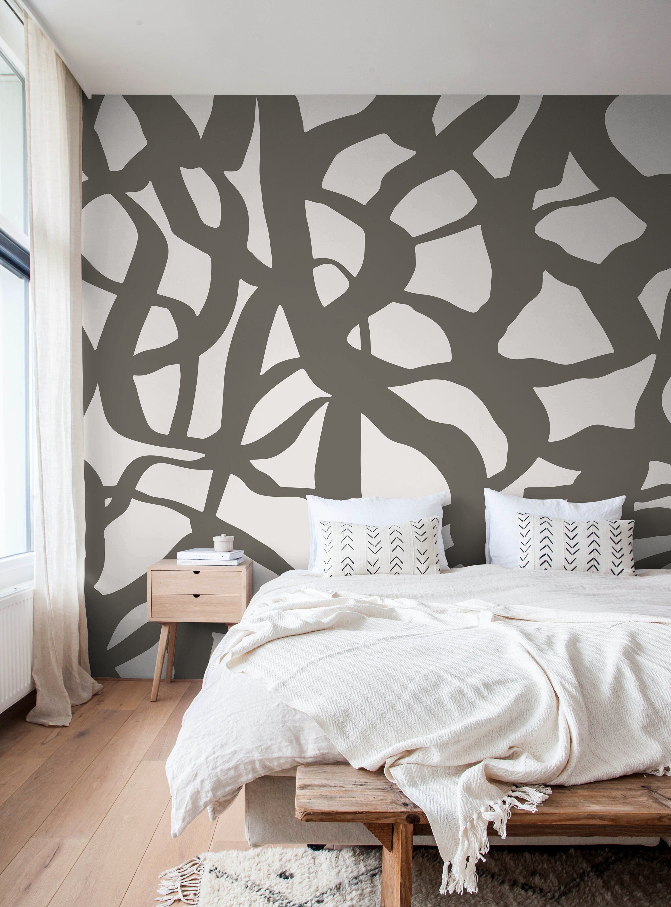 Abstract Wallpaper With Intertwined Lines In Taupe And Light Gray - X142