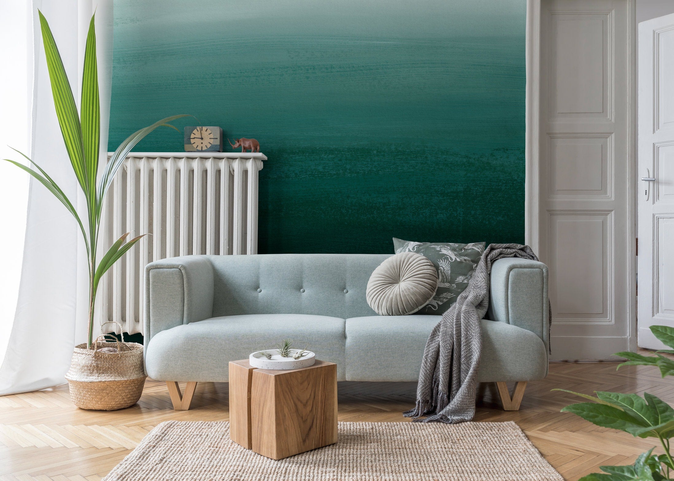 Ombre Wallpaper With A Textured Gradient In Emerald Green - X162