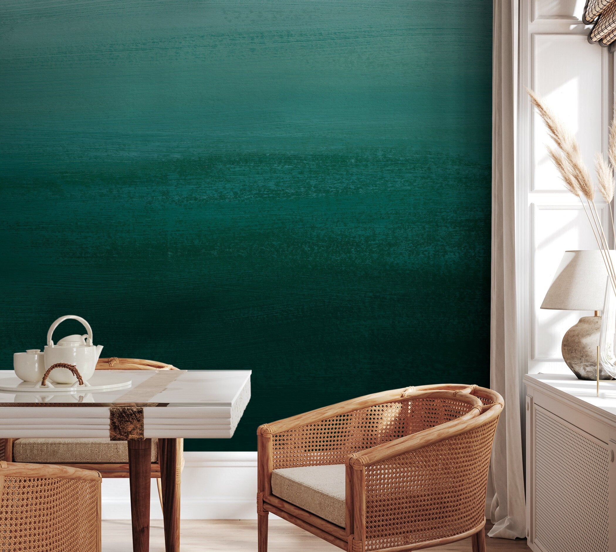 Ombre Wallpaper With A Textured Gradient In Emerald Green - X162