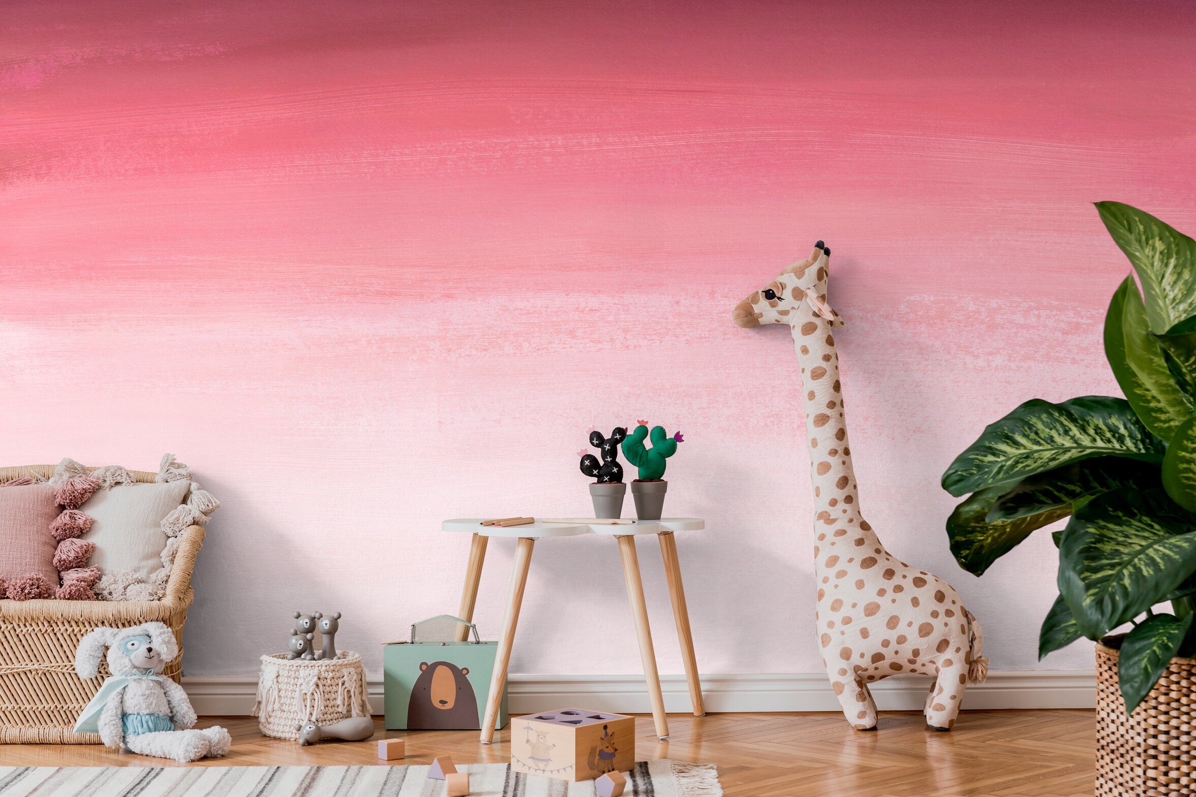 Ombre Wallpaper With A Painted Texture In Pink And White - X163