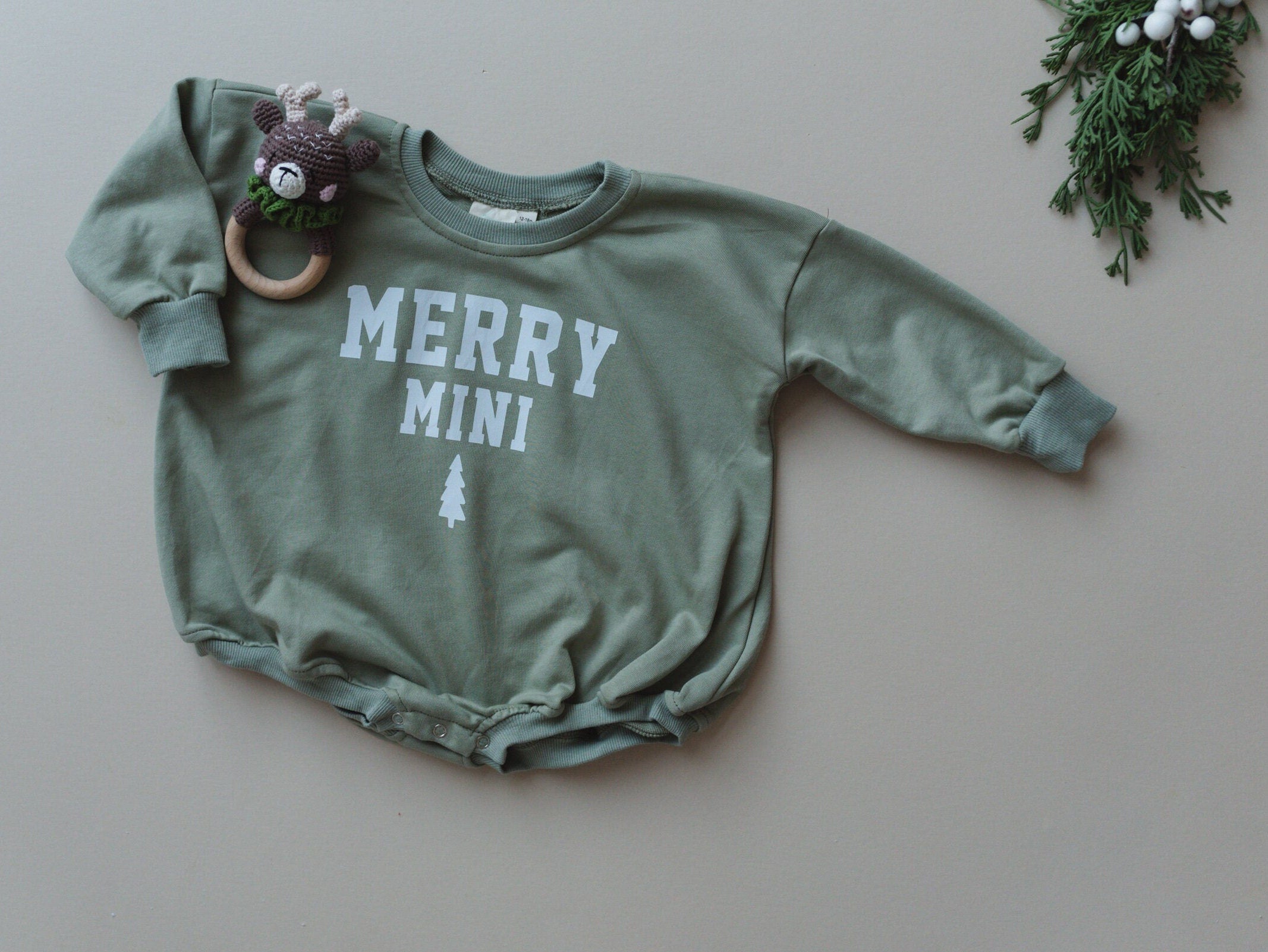 Merry Mini Christmas Sweatshirt Romper