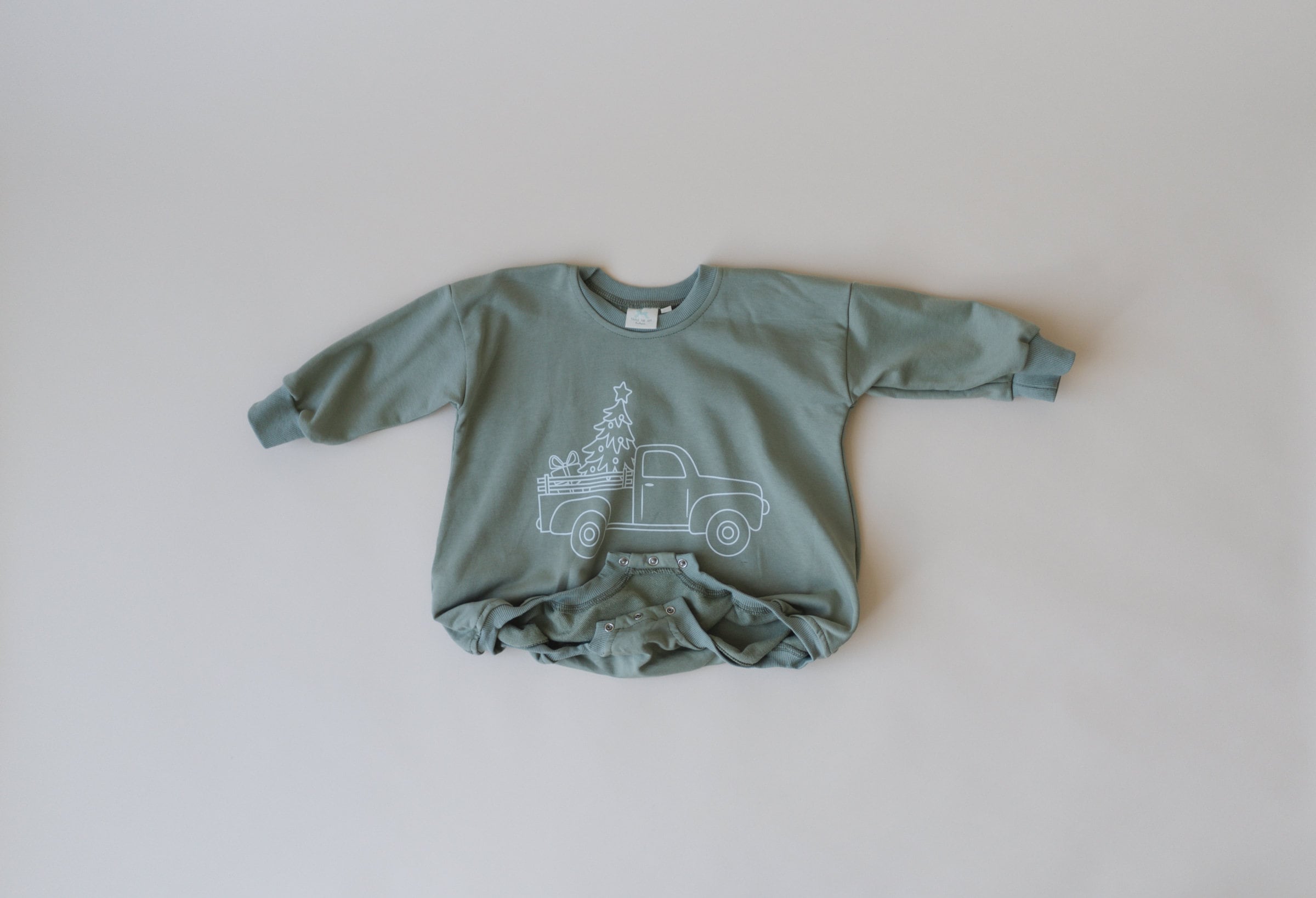 Christmas Tree Truck Sweatshirt Romper