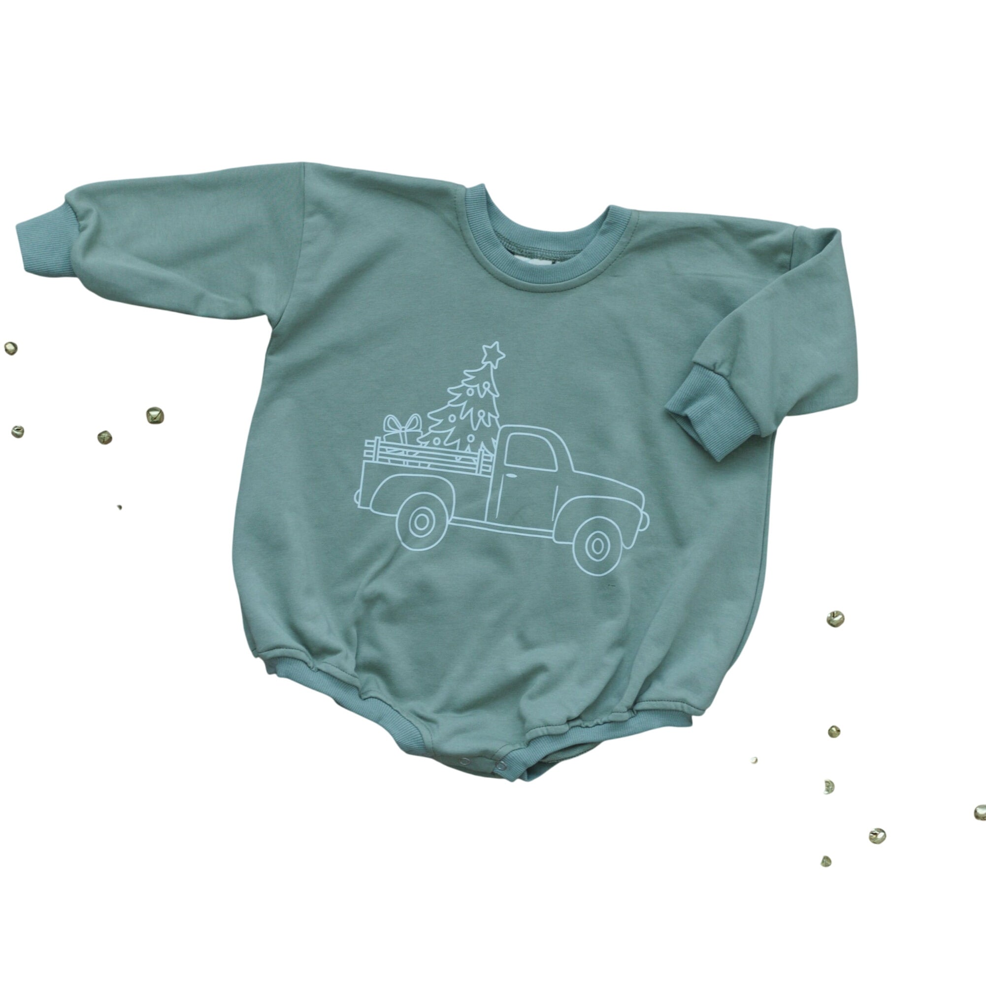 Christmas Tree Truck Sweatshirt Romper