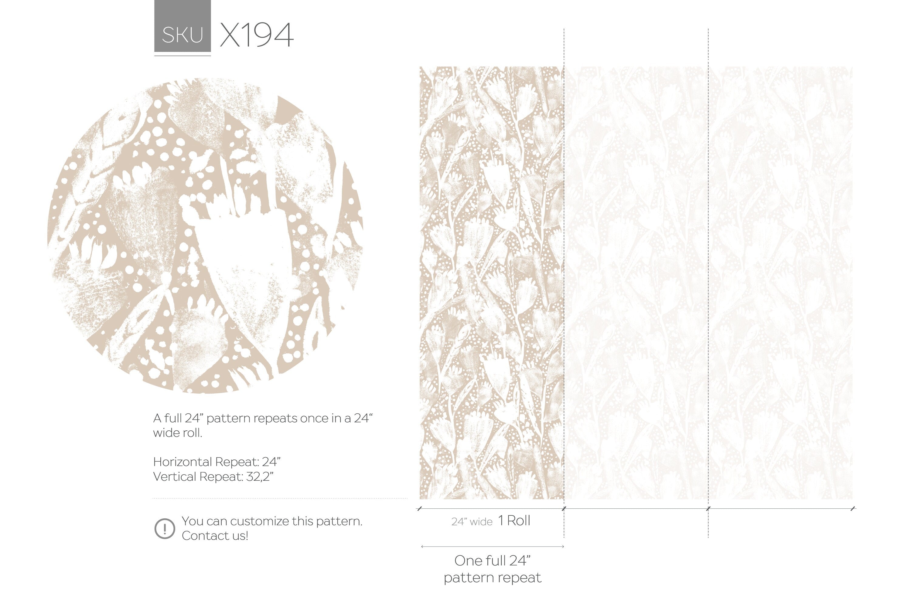 Floral Wallpaper With An Abstract Tulip Motif In White And Beige - X194