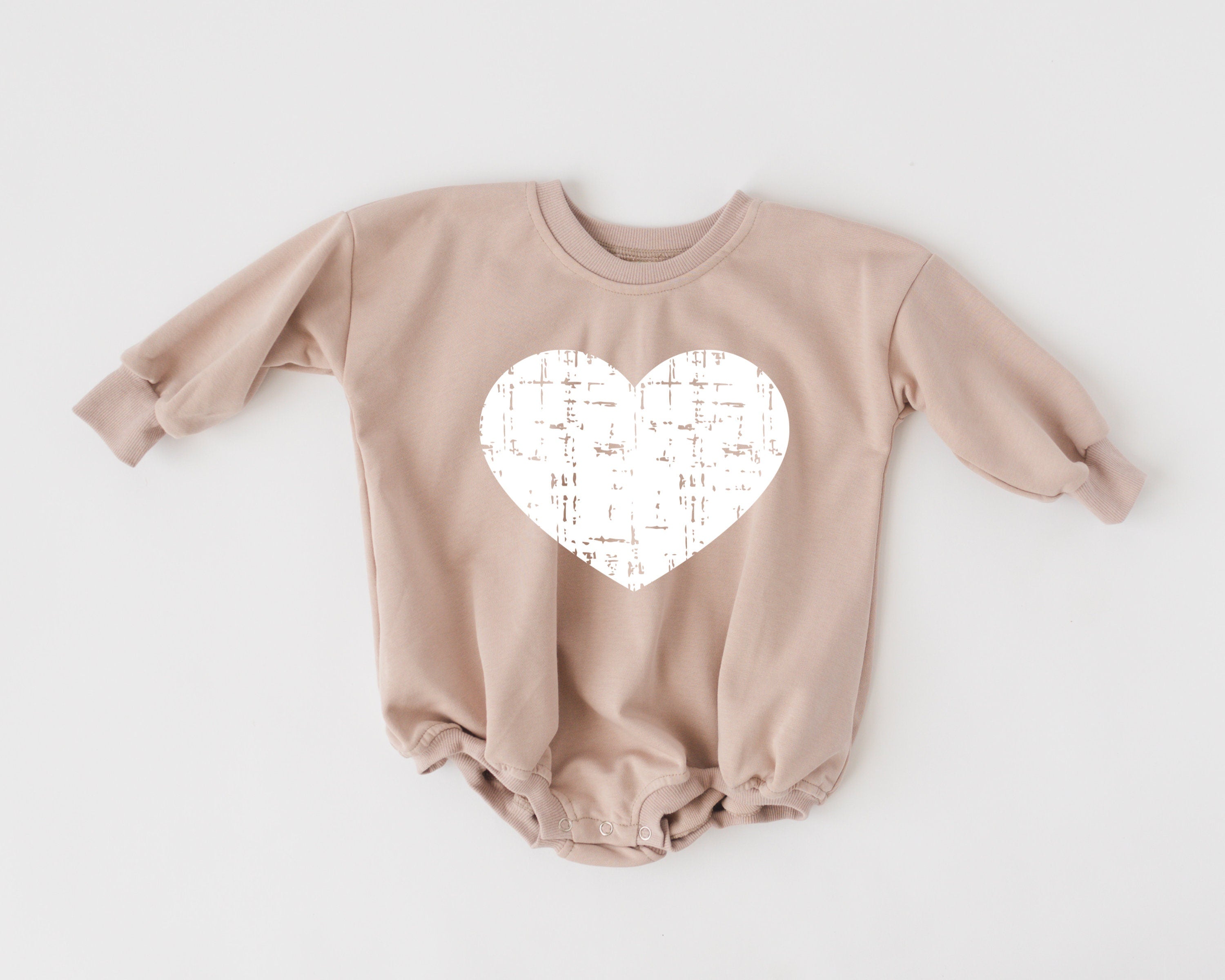 Distressed Heart Sweatshirt Romper - More Colors