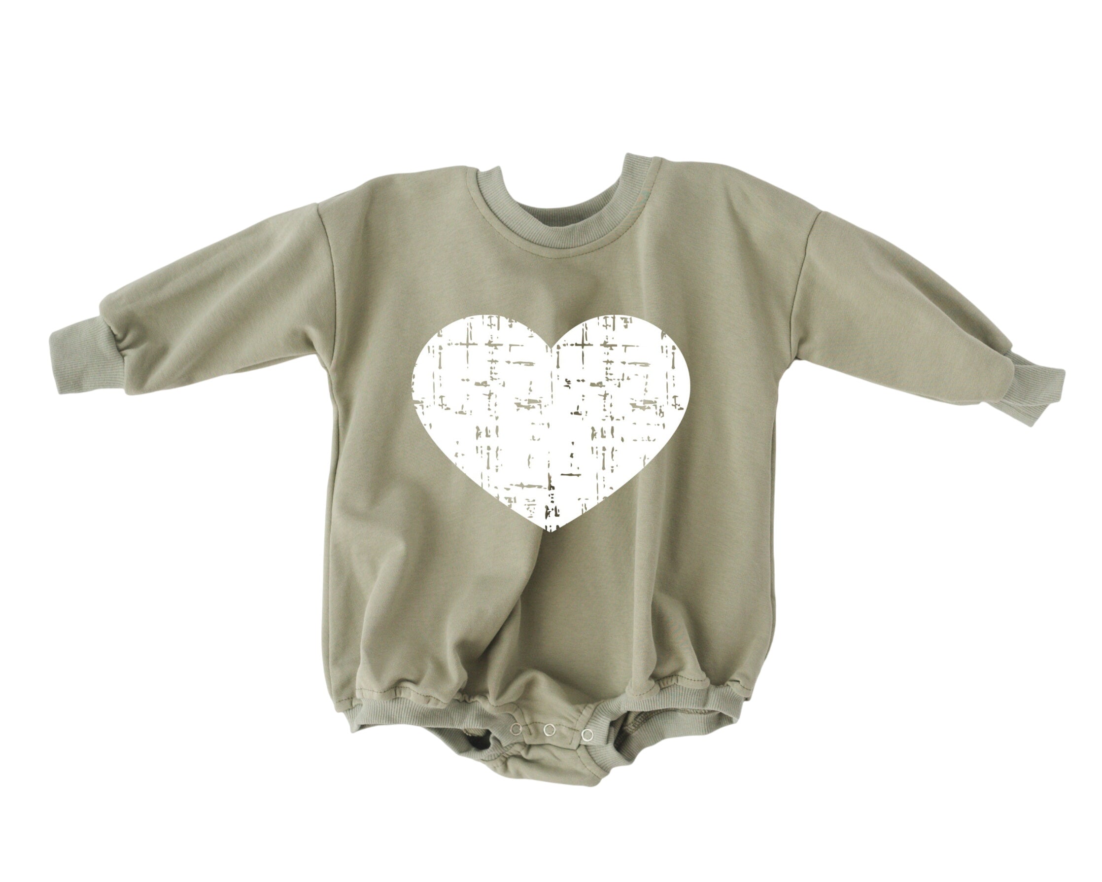 Distressed Heart Sweatshirt Romper - More Colors