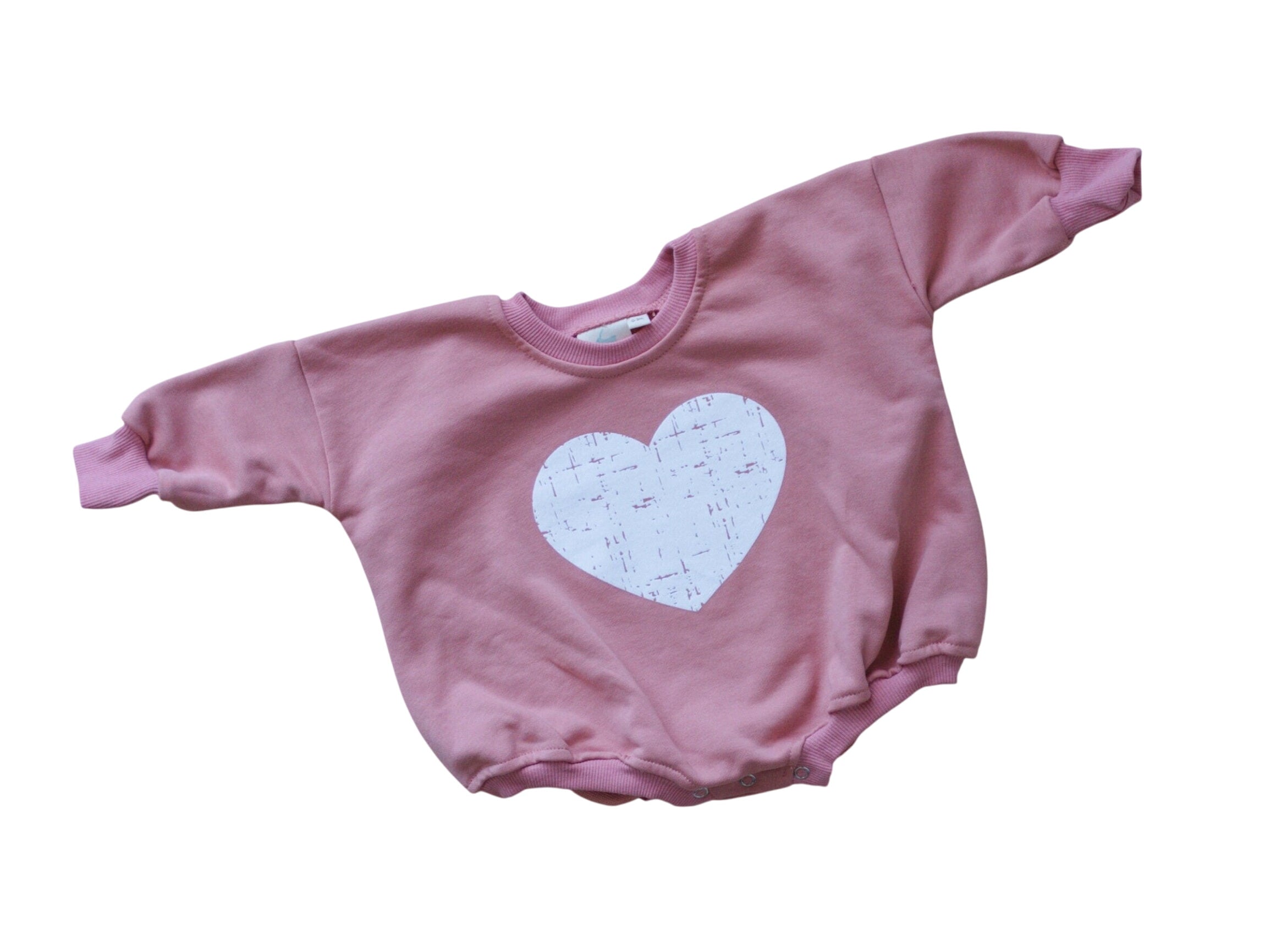 Distressed Heart Sweatshirt Romper - More Colors