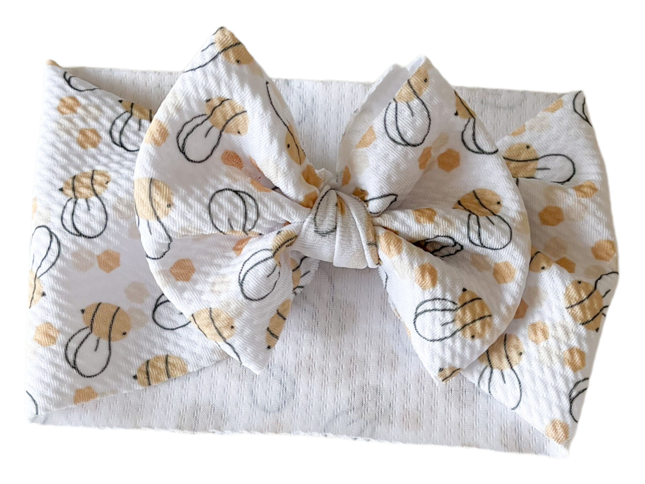 Doodle Bumble Bees Headwrap Bow