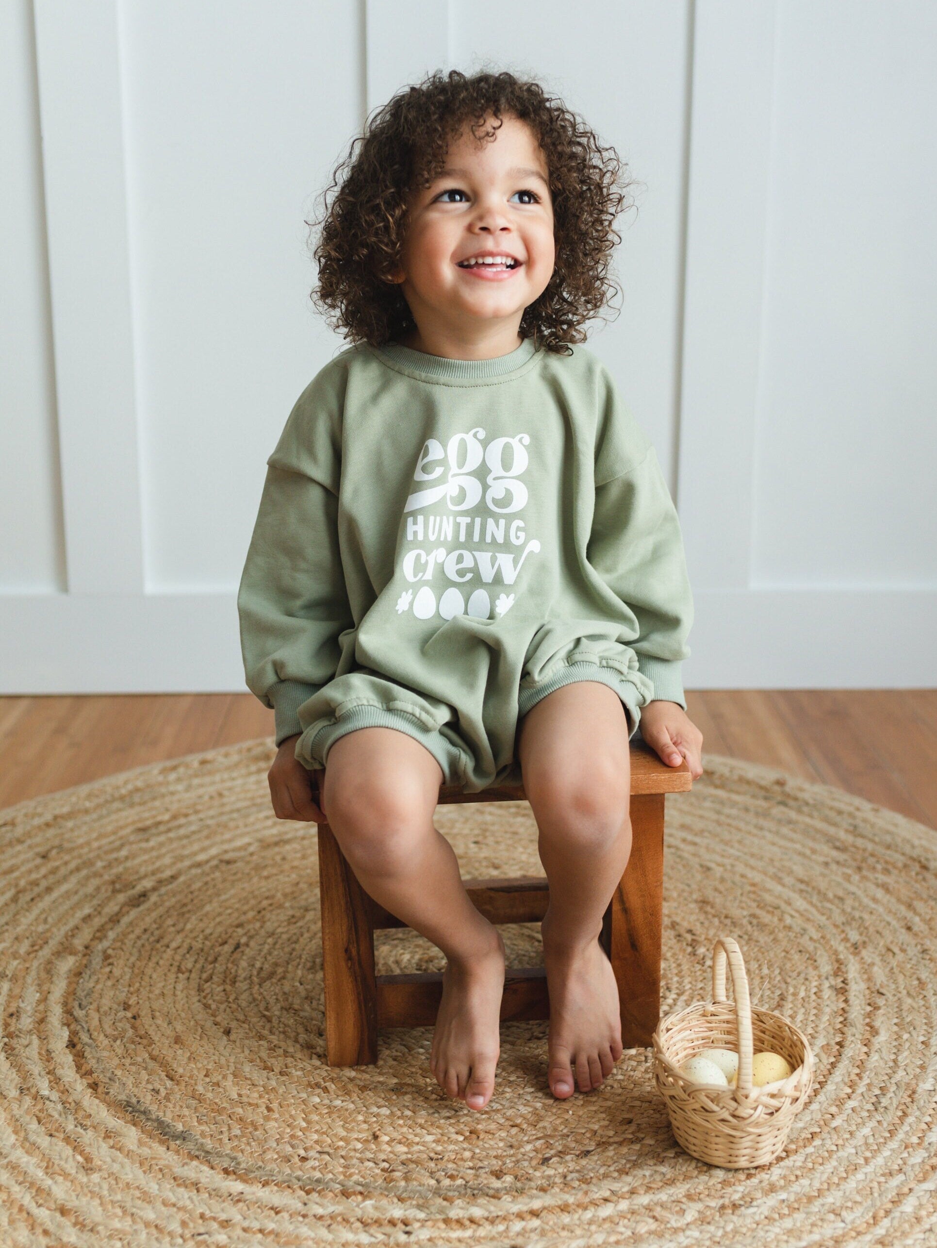 Egg Hunting Crew Sweatshirt Romper - More Colors