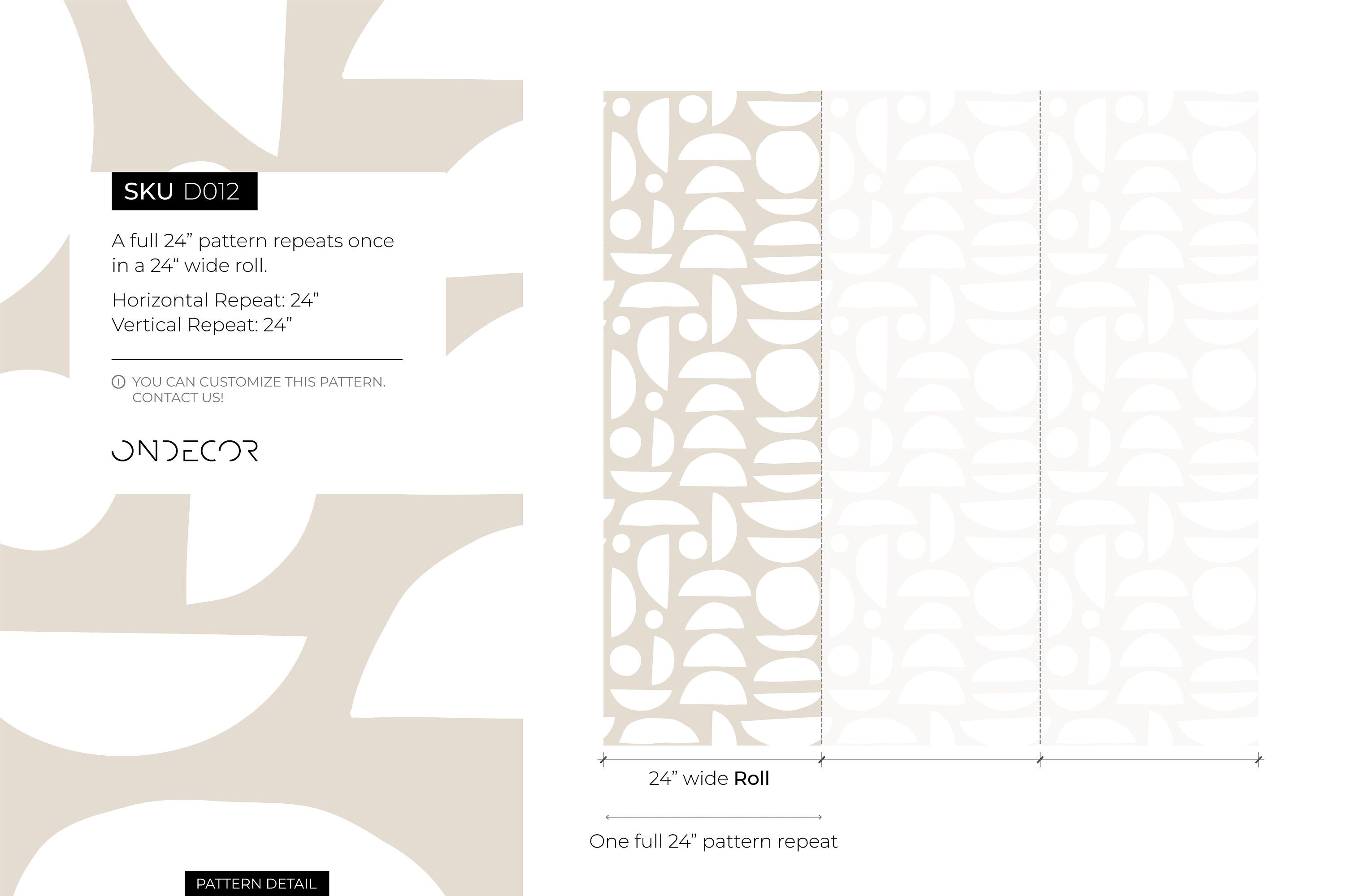 Abstract Wallpaper With Organic Semi-circle Shapes In Beige And White - D012