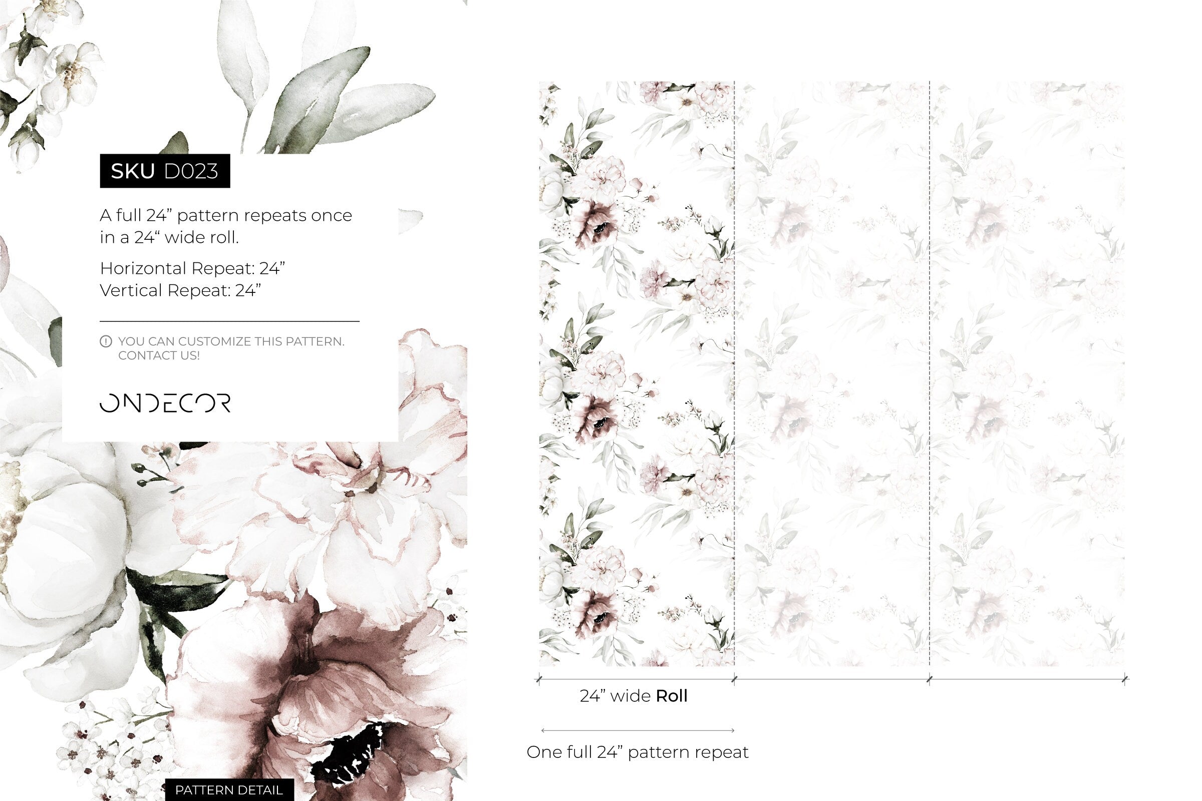 Floral Wallpaper Featuring Vintage Peony Blooms In Neutral, Mauve, And Green - D023