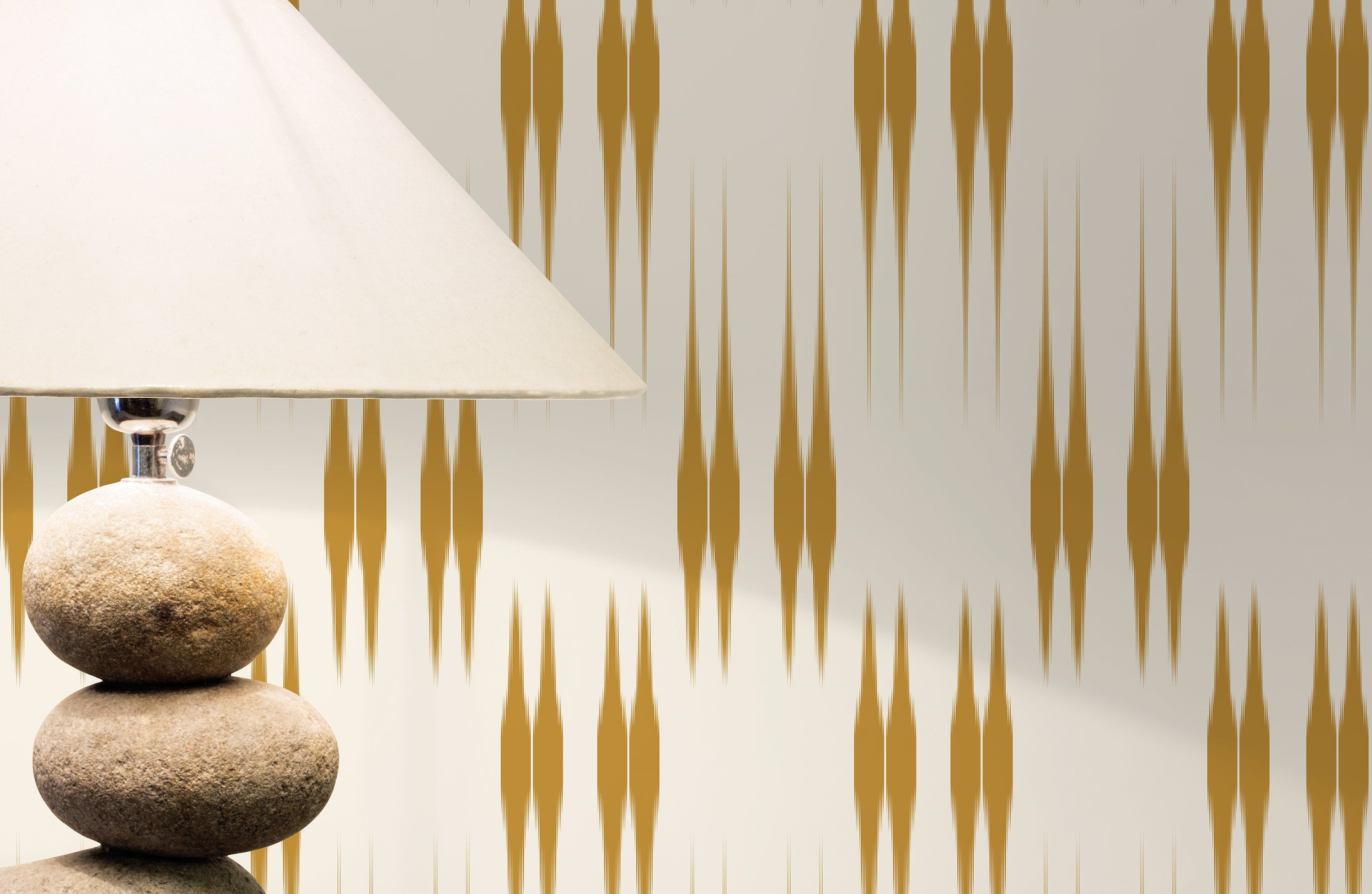 Geometric Wallpaper With An Ikat Style Motif In Yellow - D018