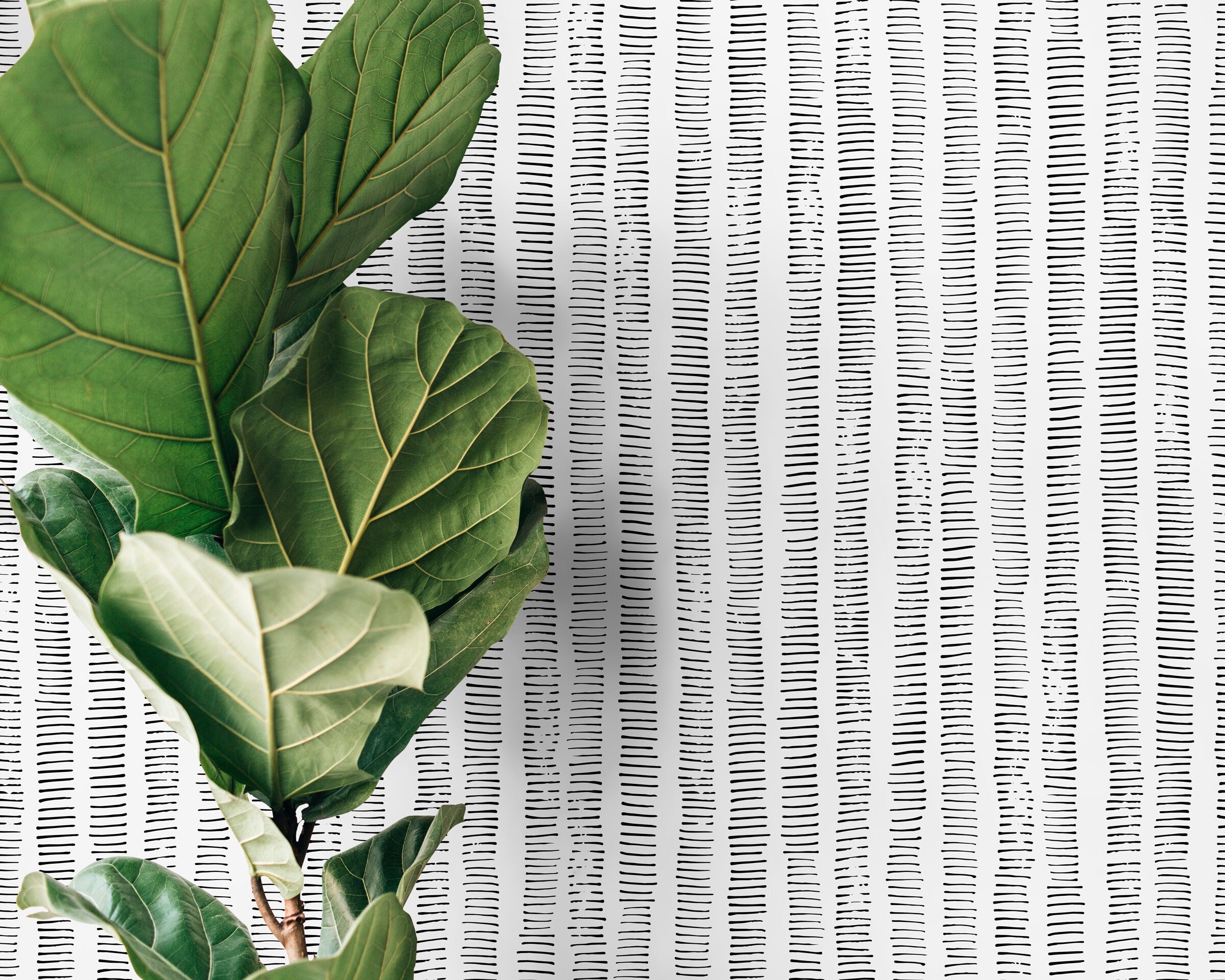 Striped Wallpaper With Hand-drawn Vertical Lines In Black And White - D010