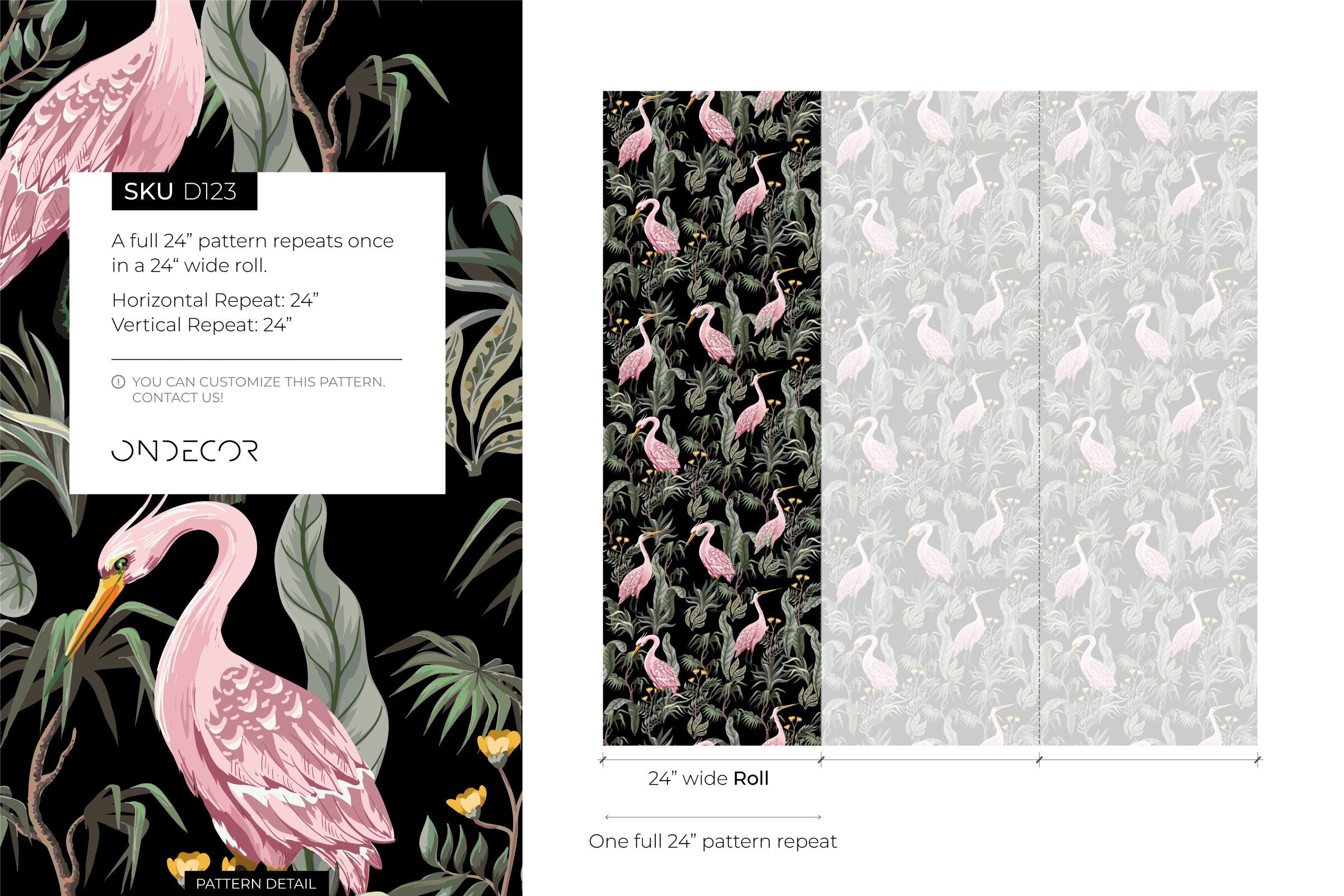 Chinoiserie Wallpaper With Elegant Cranes Amidst Tropical Leaves In Pink And Green - D123