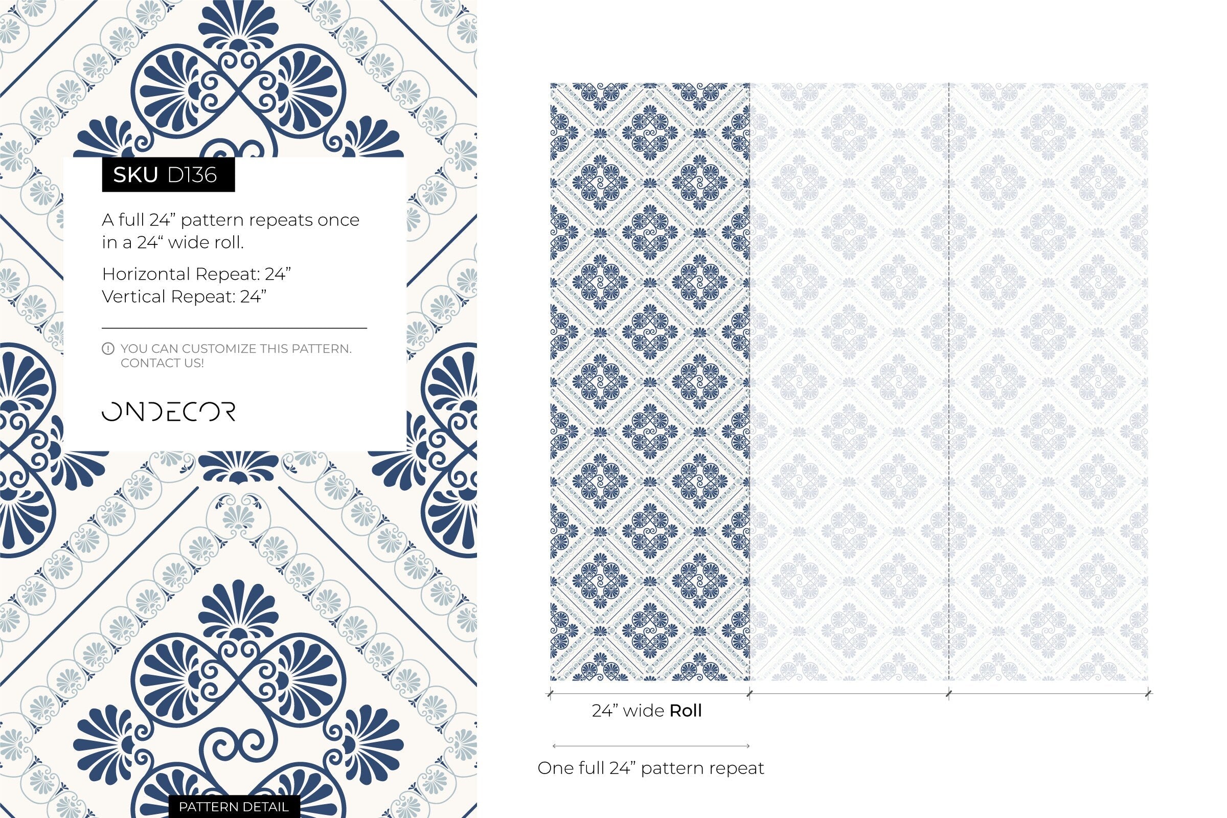 Tile Wallpaper With A Mediterranean Motif In Blue And Gray - D136