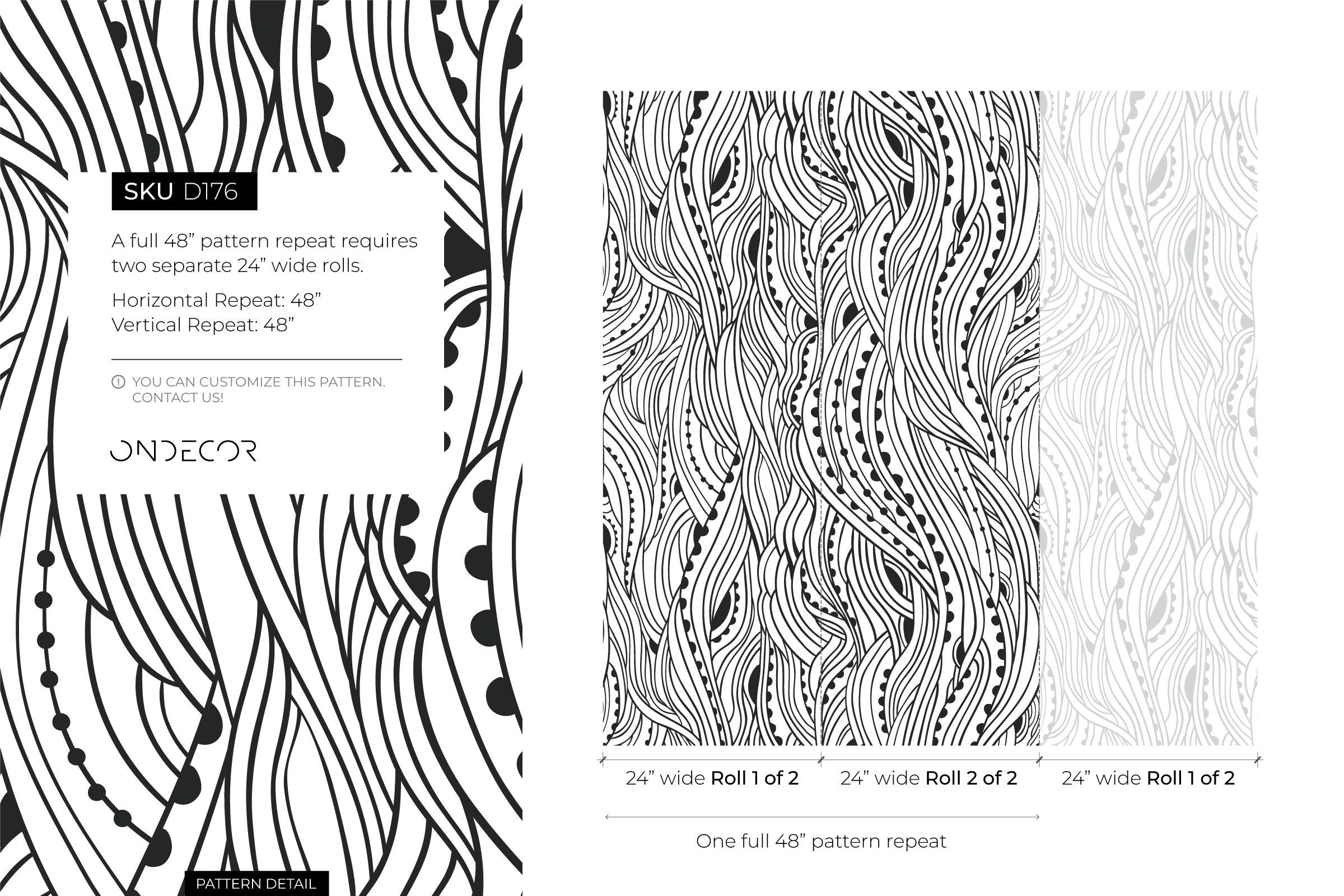 Abstract Wallpaper With Flowing Wavy Lines In Black And White - D176