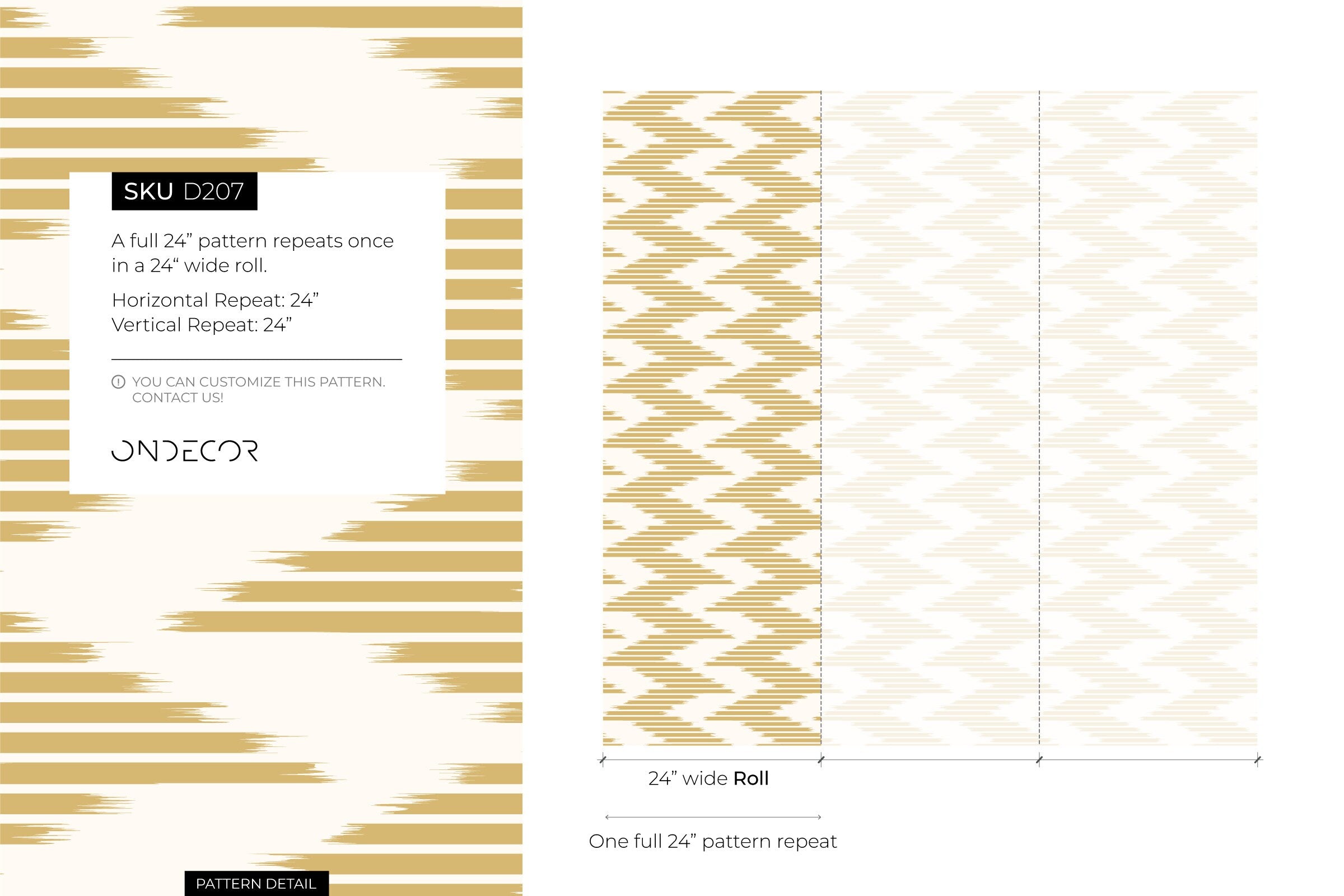 Ikat Wallpaper With A Brushstroke Chevron Motif In Yellow - D207