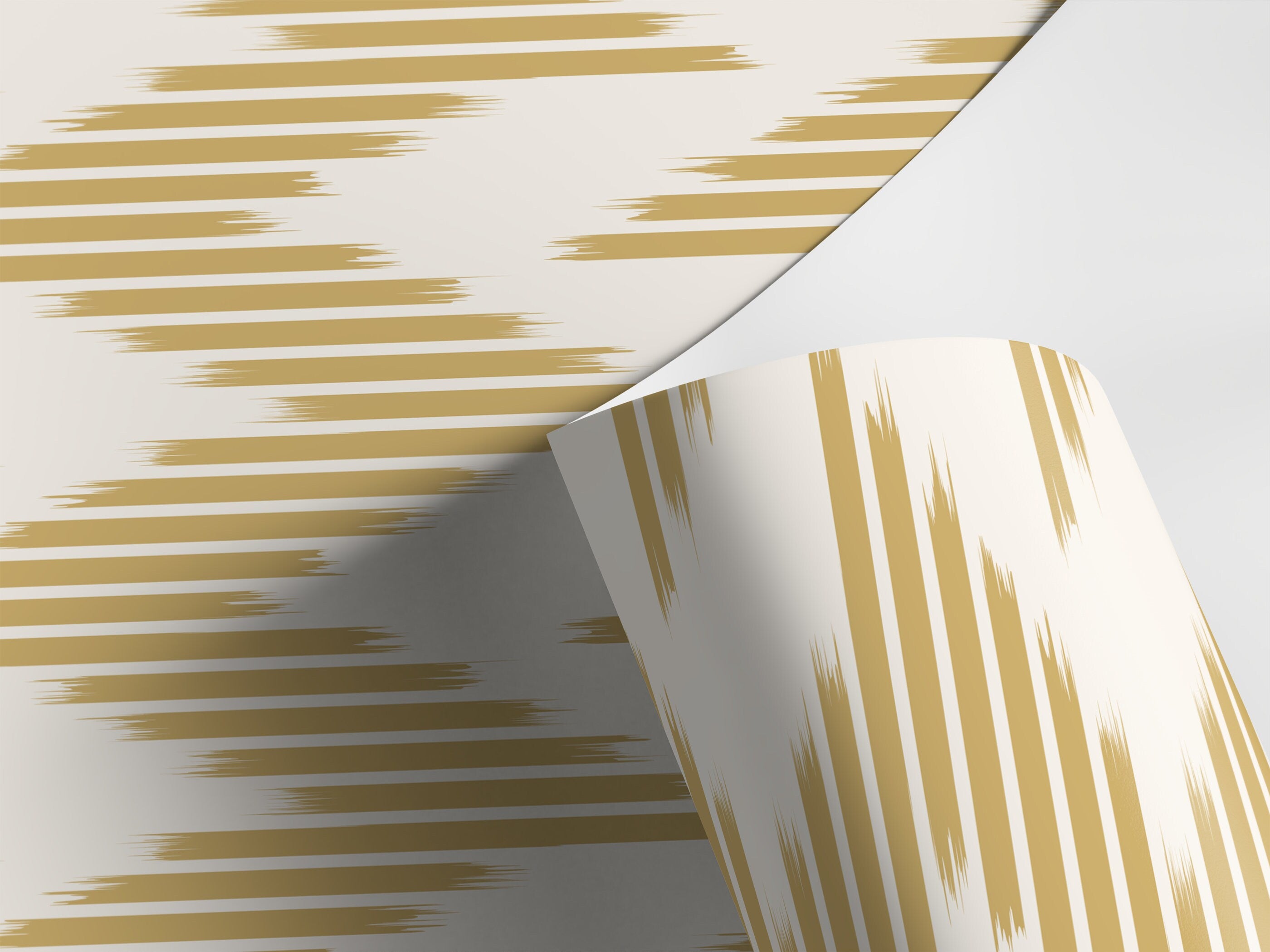 Ikat Wallpaper With A Brushstroke Chevron Motif In Yellow - D207