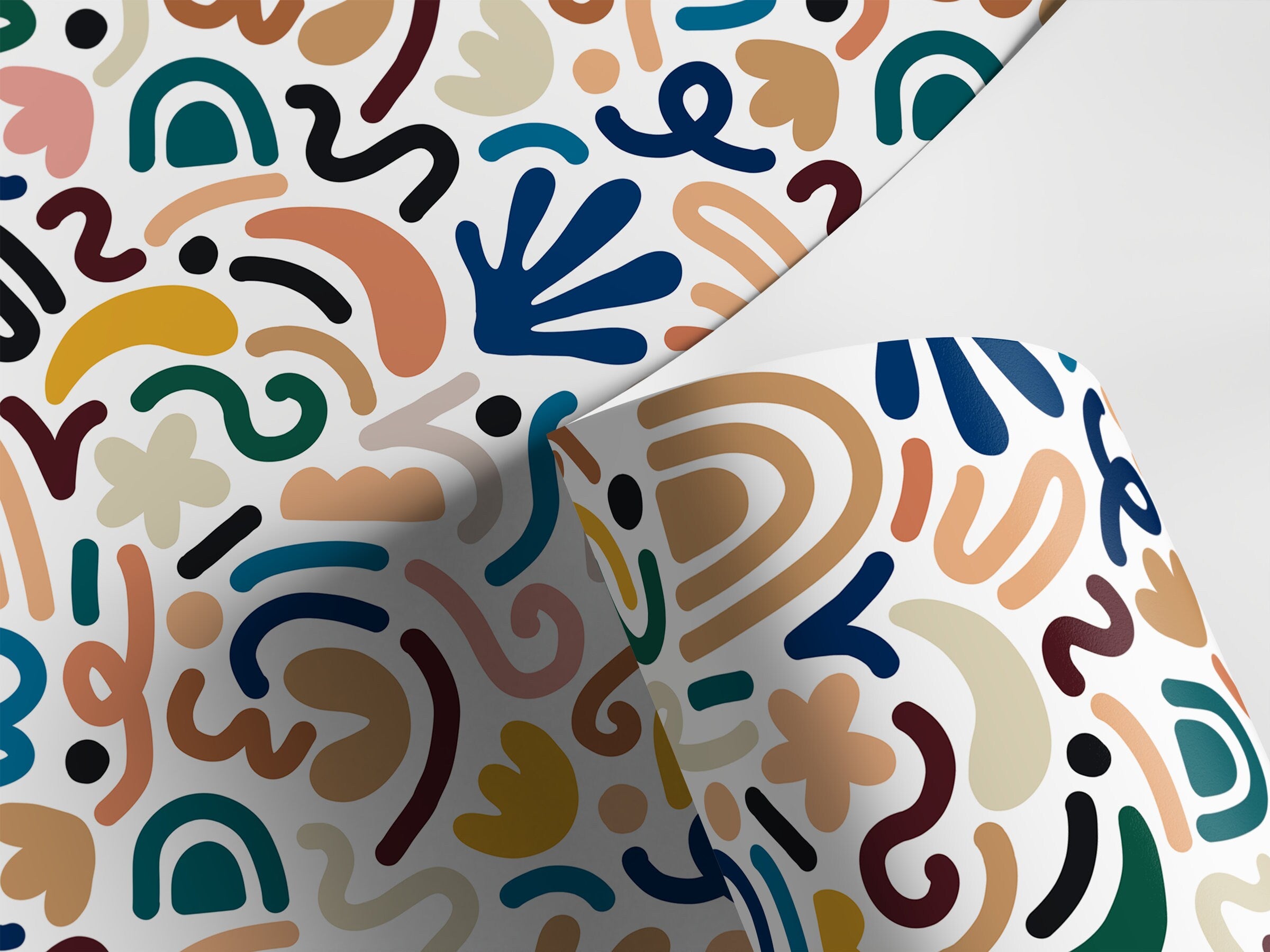 Abstract Wallpaper With Colorful Organic Shapes In Blue, Green, And Yellow - D193