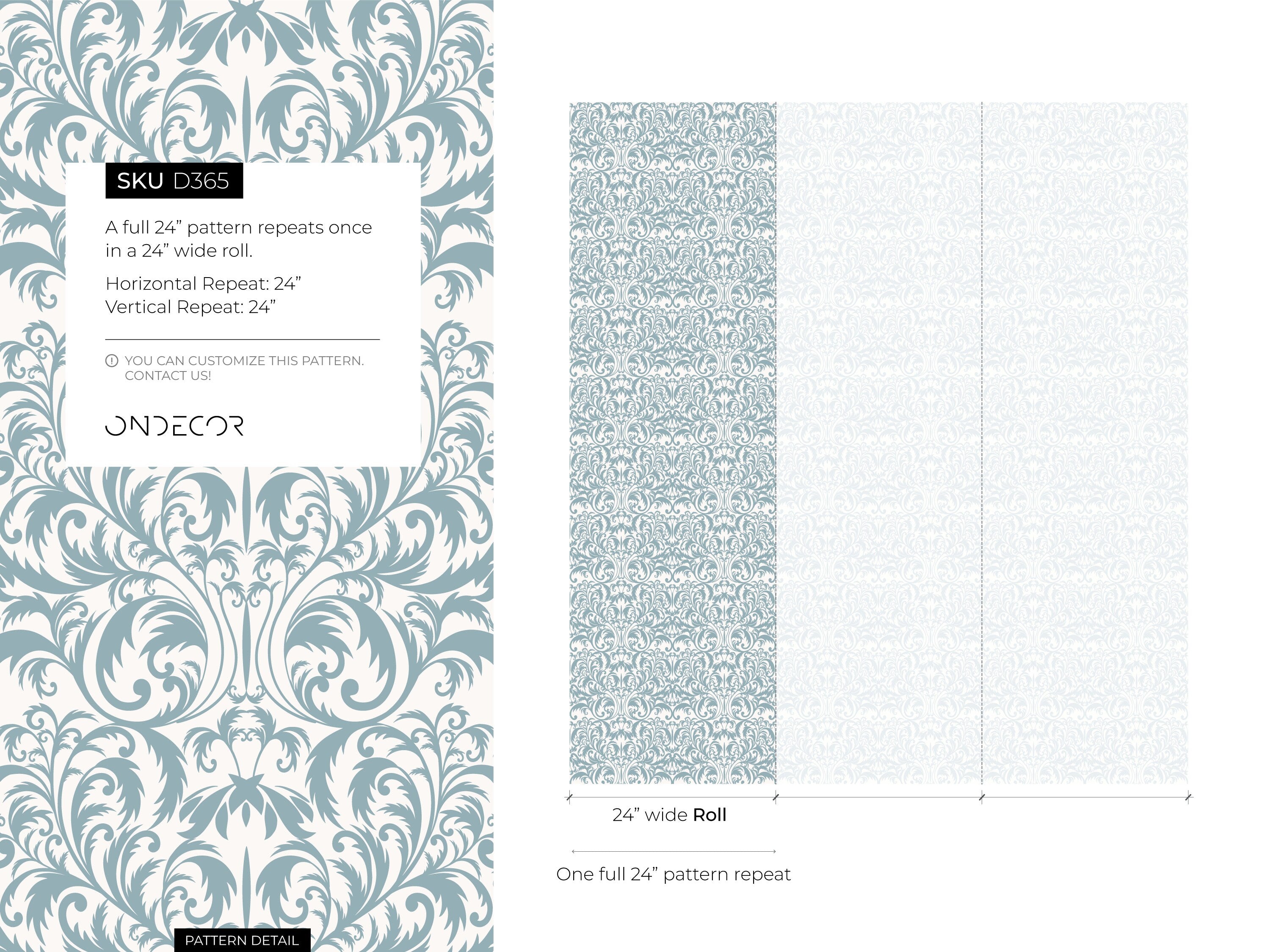 Victorian Wallpaper With An Elegant Damask Motif In Light Blue And Off-white - D365