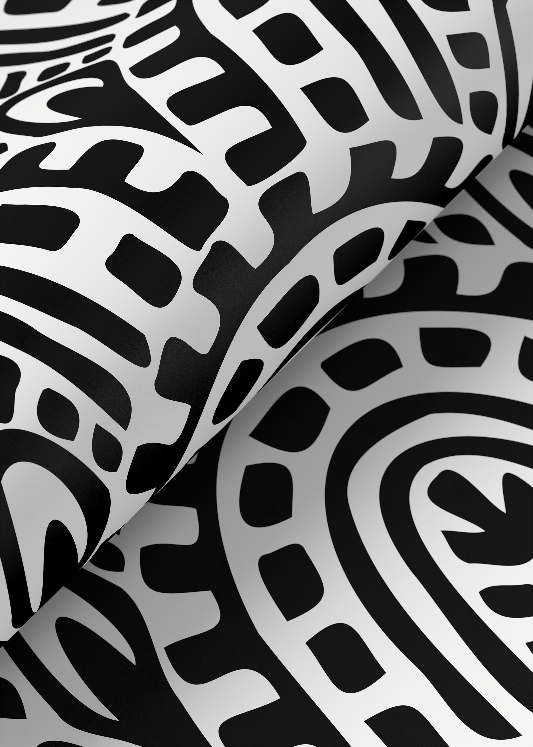 Abstract Wallpaper Featuring Bold Bohemian Arches In Black And White - D352
