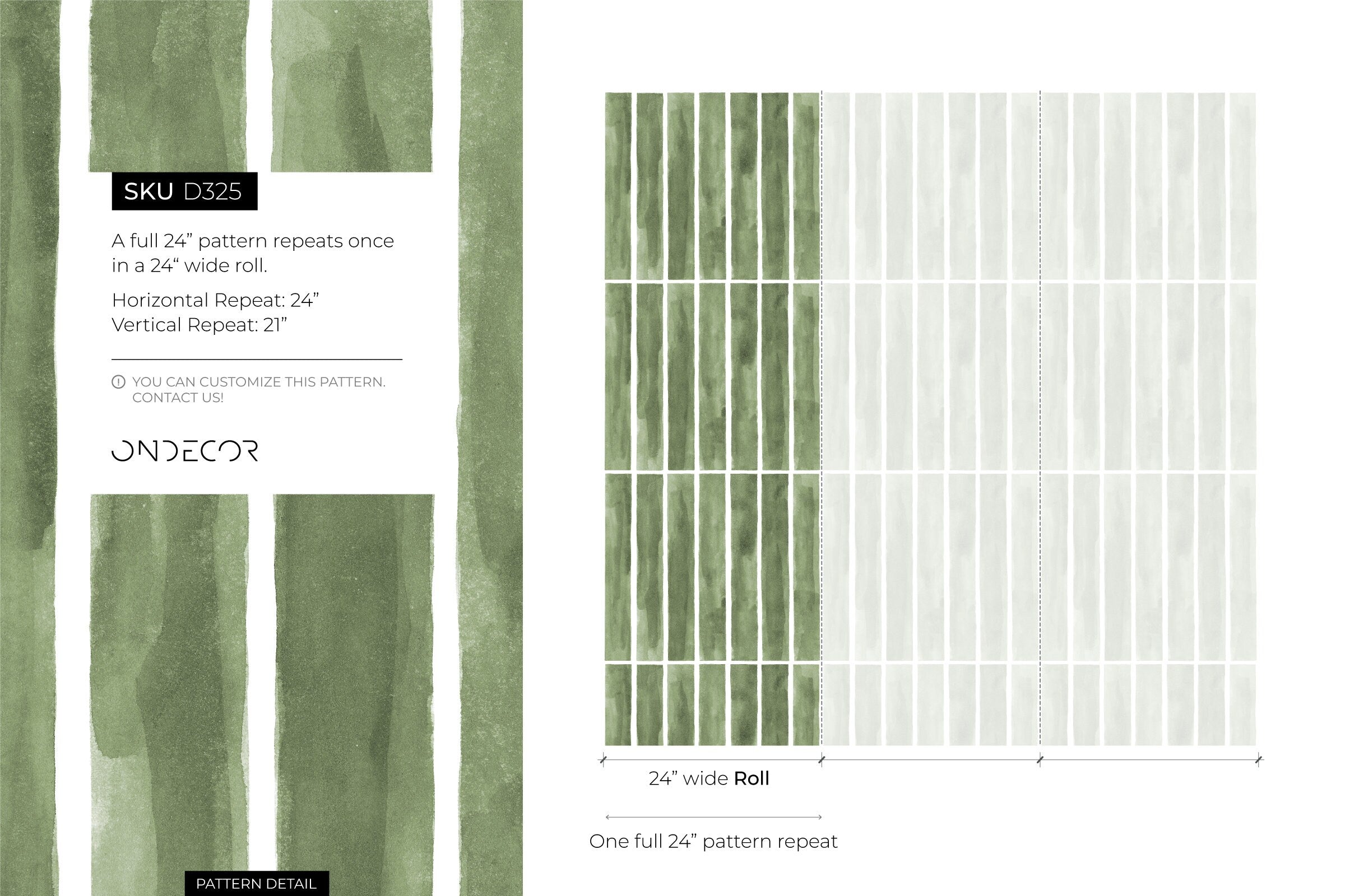 Geometric Wallpaper With A Watercolor Tile Motif In Green And White - D325