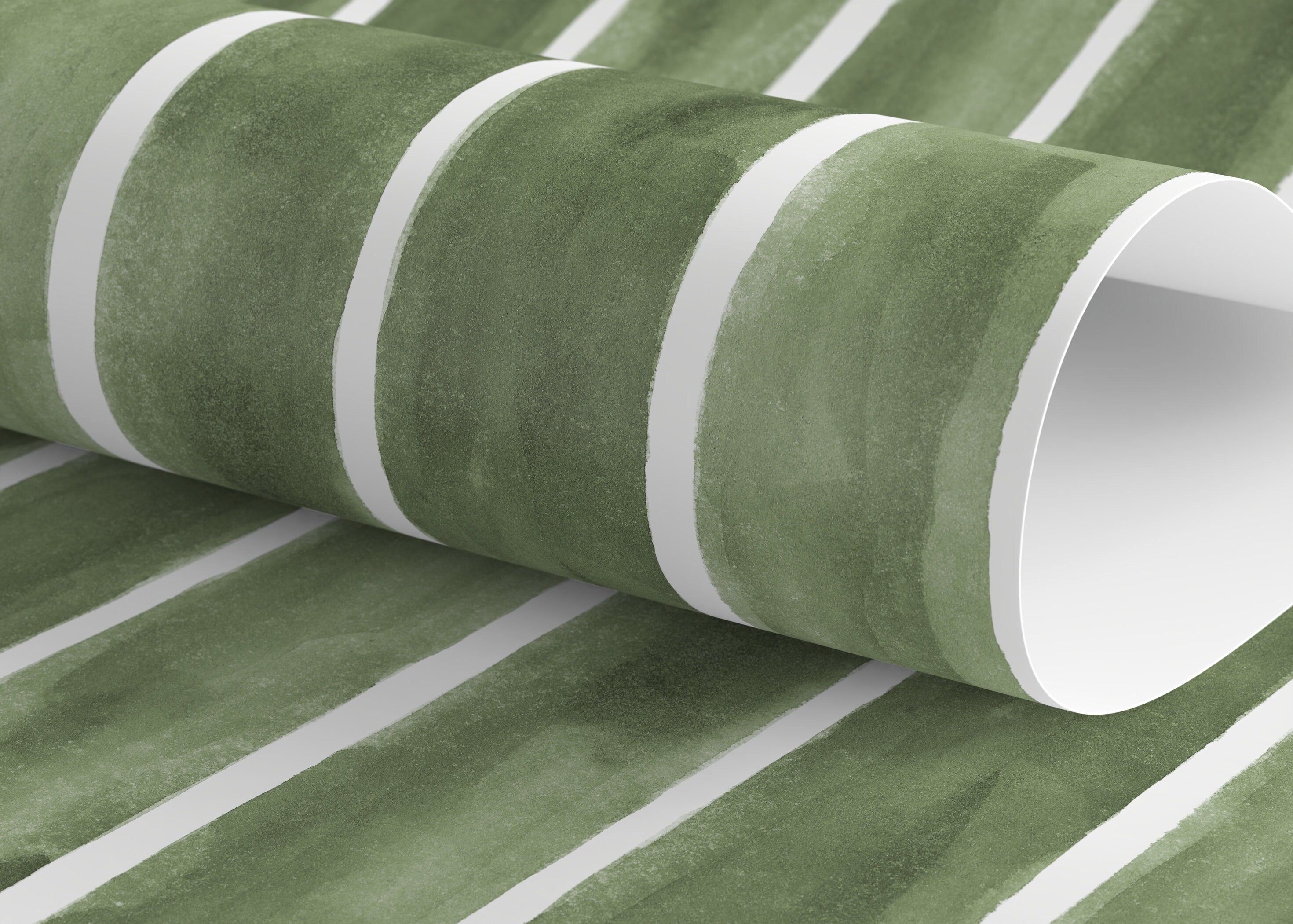 Geometric Wallpaper With A Watercolor Tile Motif In Green And White - D325