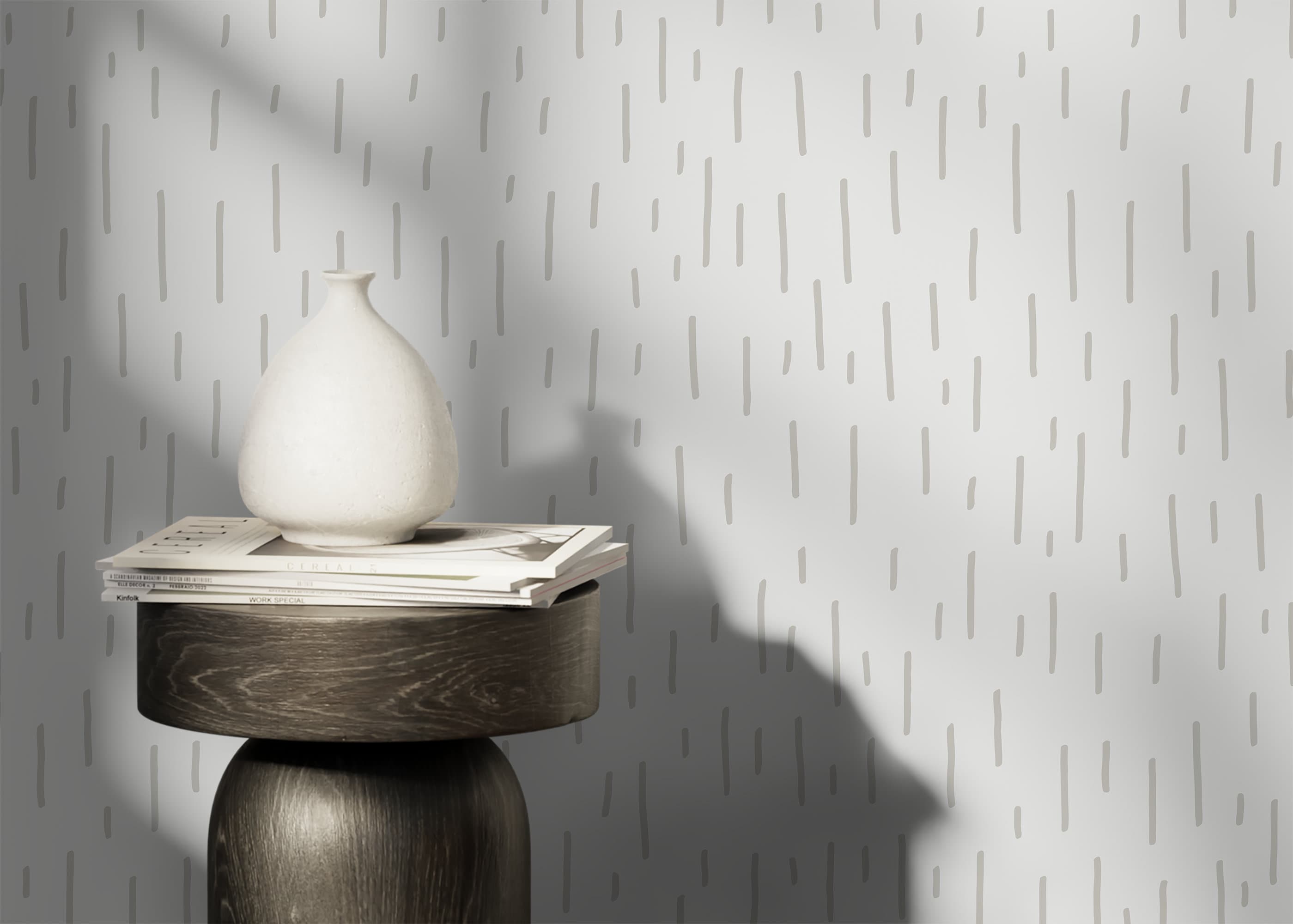 Minimalist Wallpaper With Hand-drawn Brush Strokes In Light Gray - D331