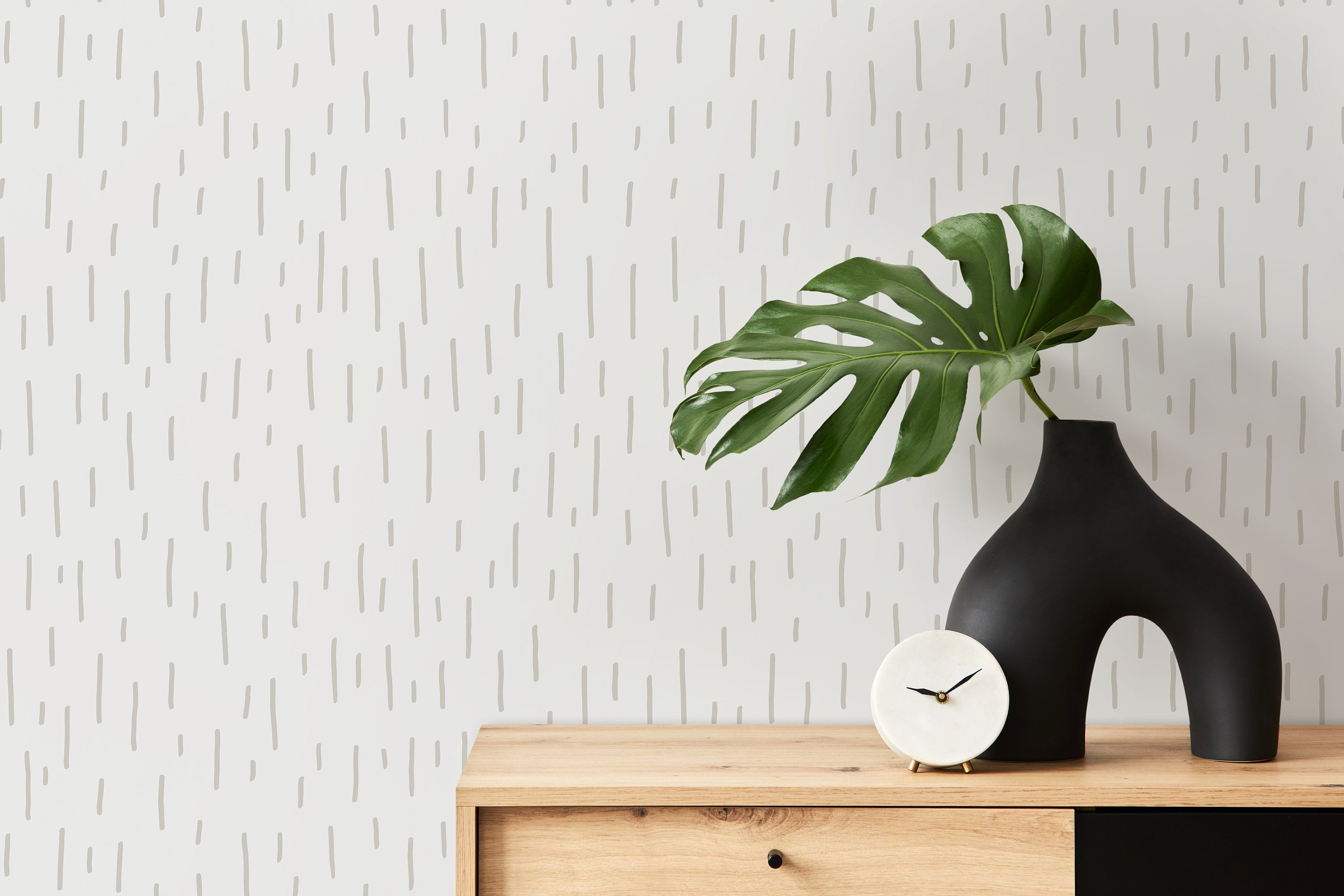 Minimalist Wallpaper With Hand-drawn Brush Strokes In Light Gray - D331