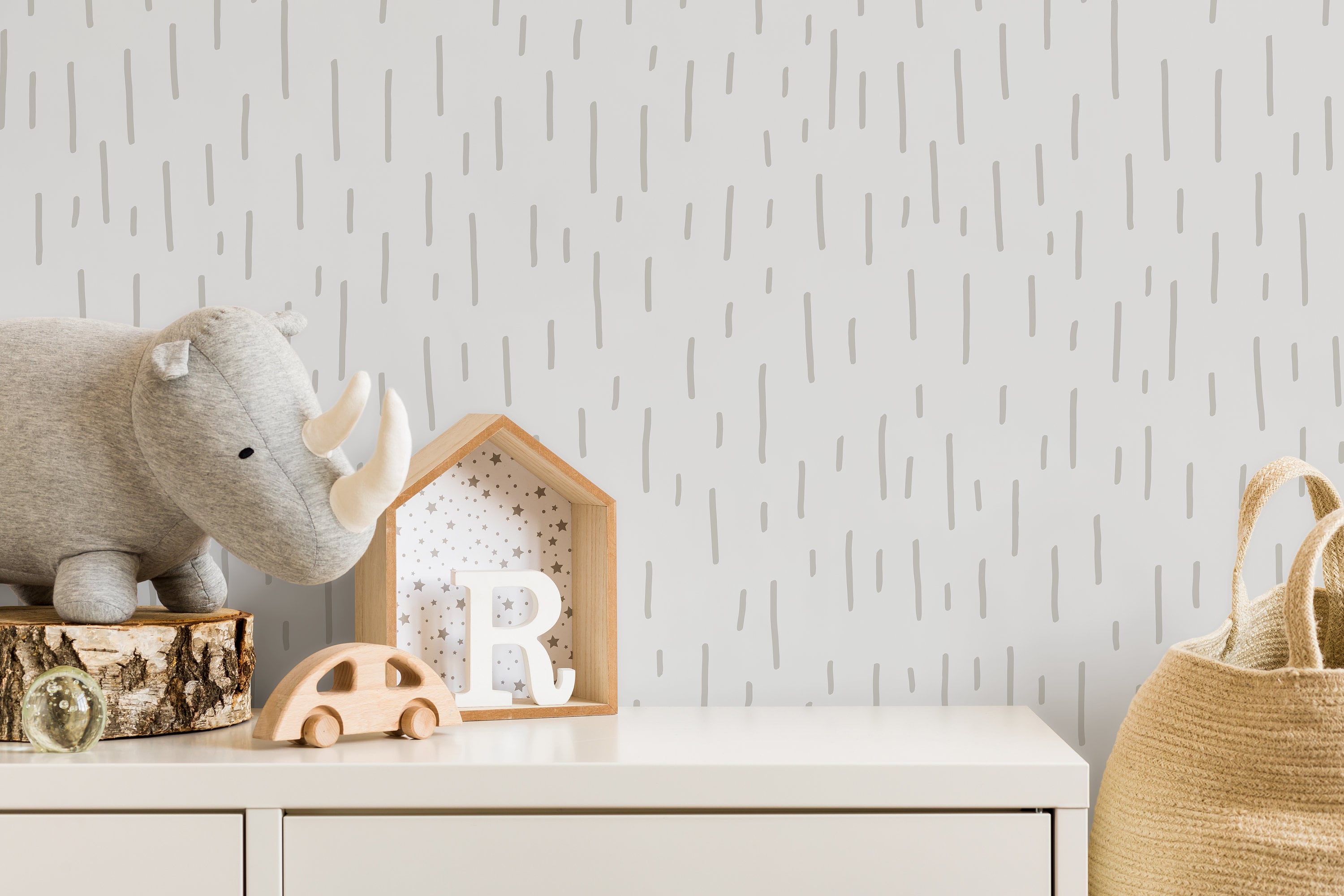 Minimalist Wallpaper With Hand-drawn Brush Strokes In Light Gray - D331