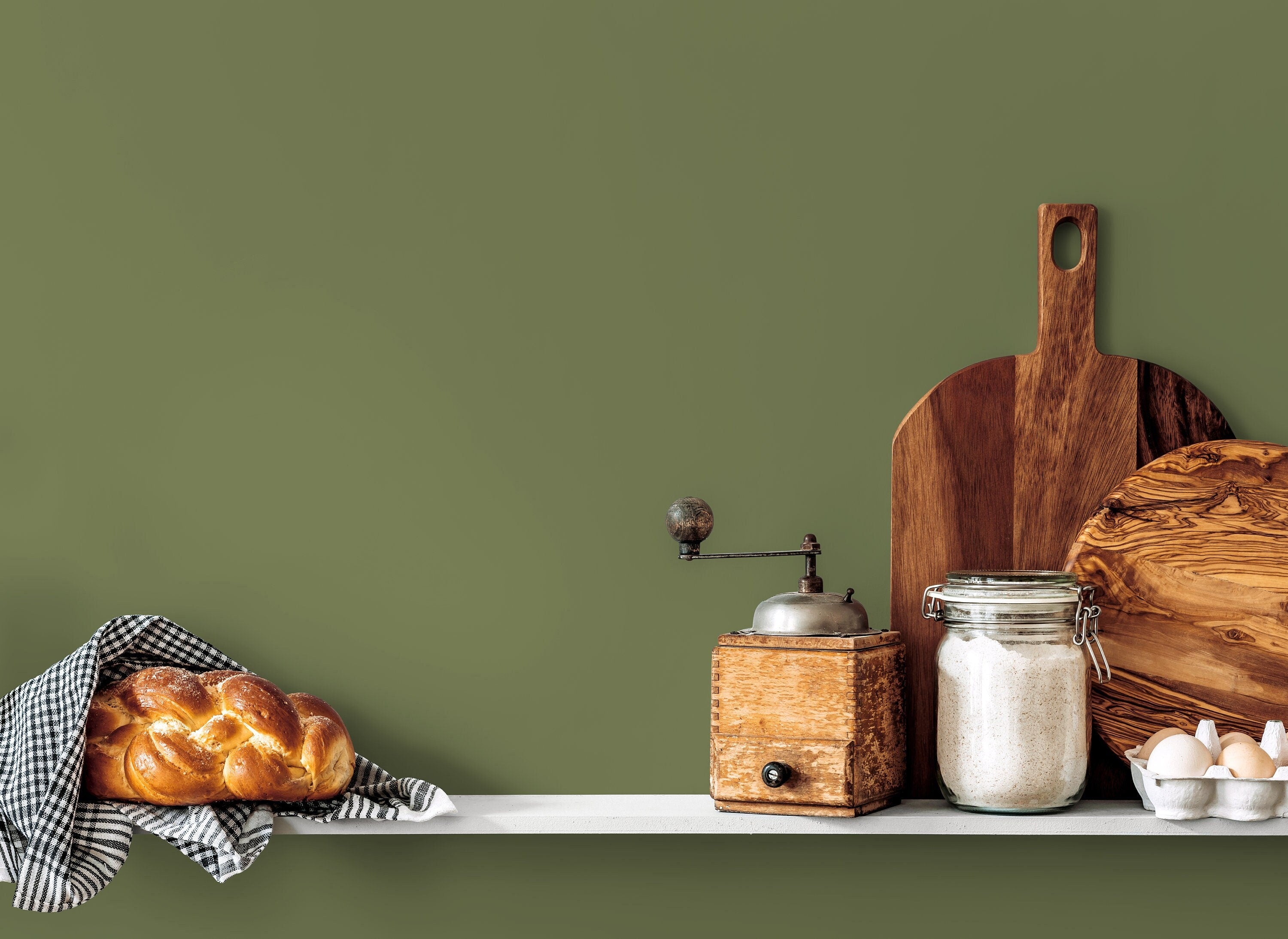 Solid Color Wallpaper In An Earthy Sage Green - D474