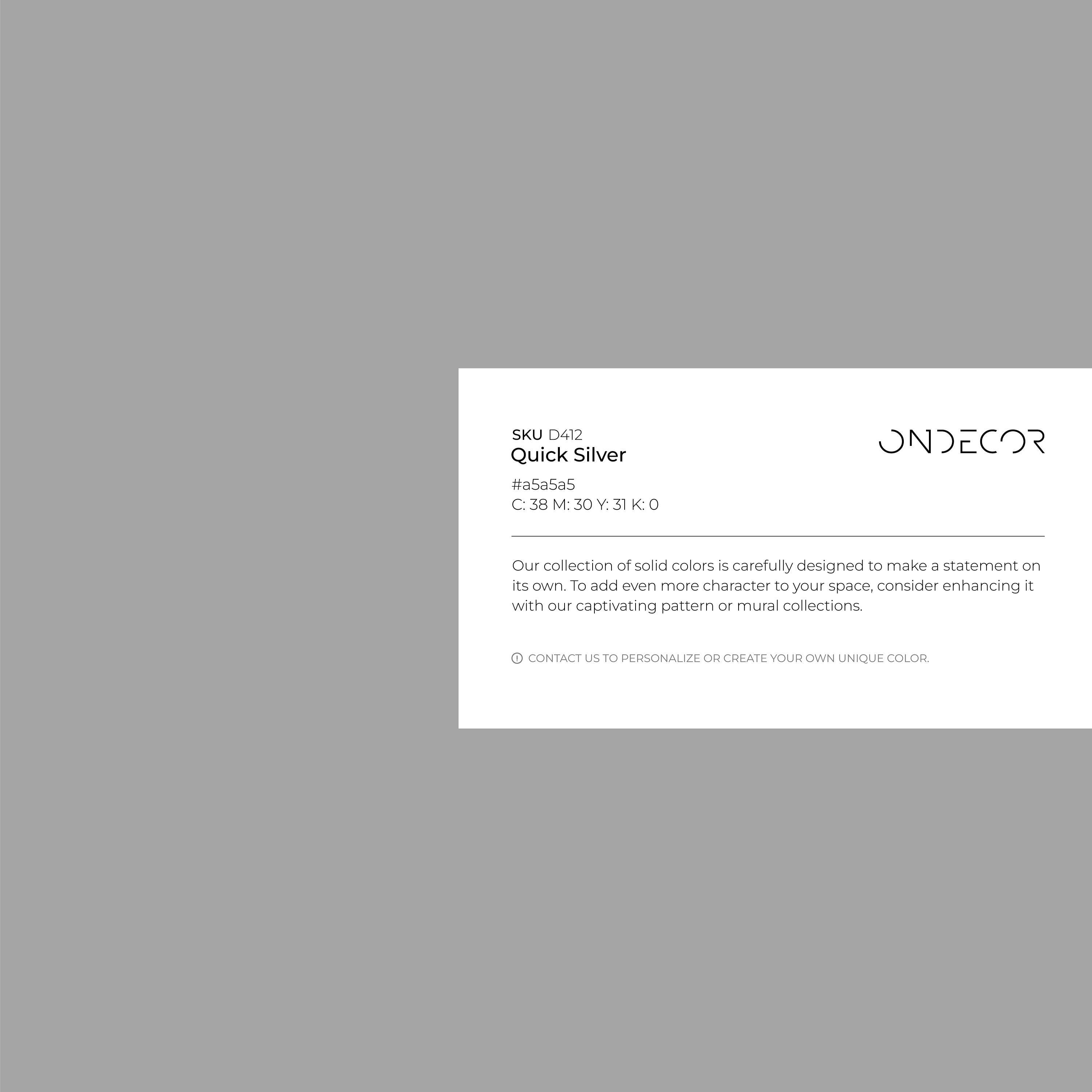 Solid Color Wallpaper With A Smooth Finish In Silver Gray - D412