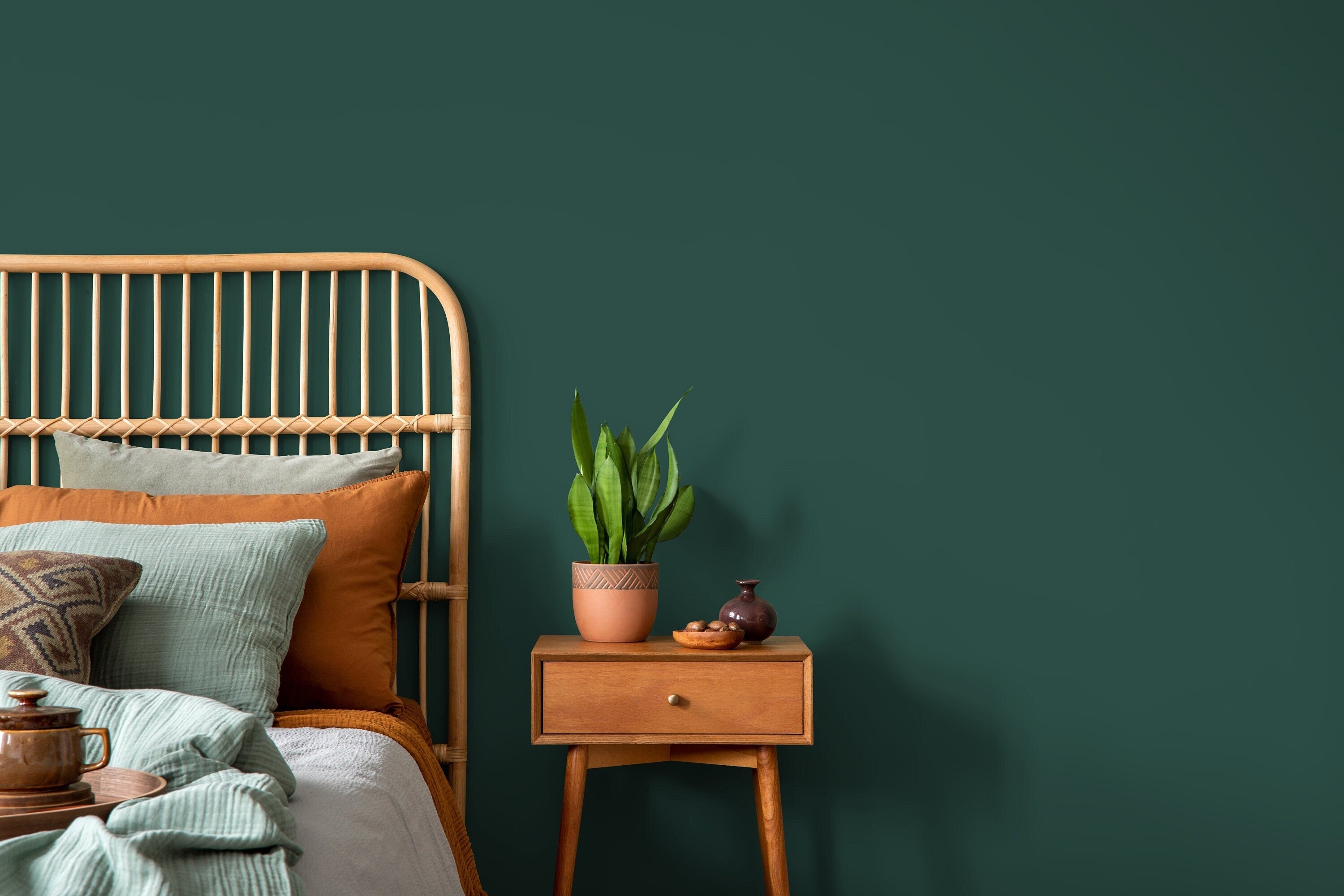 Minimalist Wallpaper With A Solid Field Of Dark Green - D432