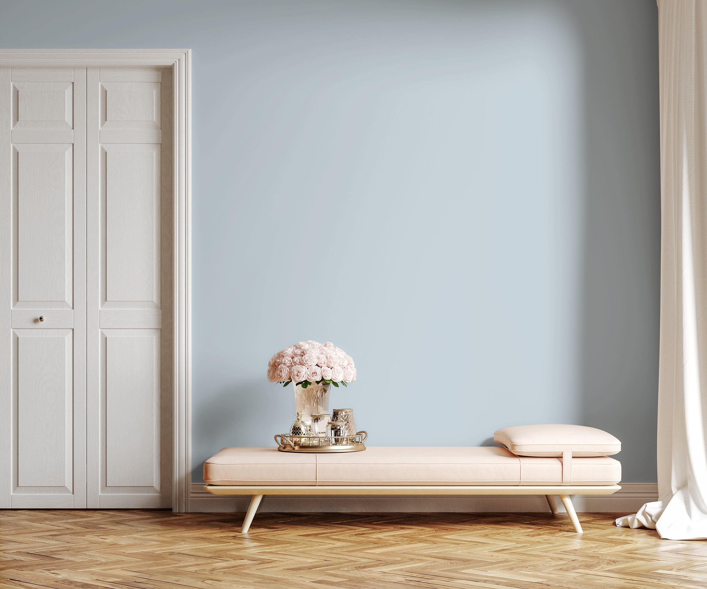 Solid Color Wallpaper With A Minimalist Style In Light Grayish Blue - D440