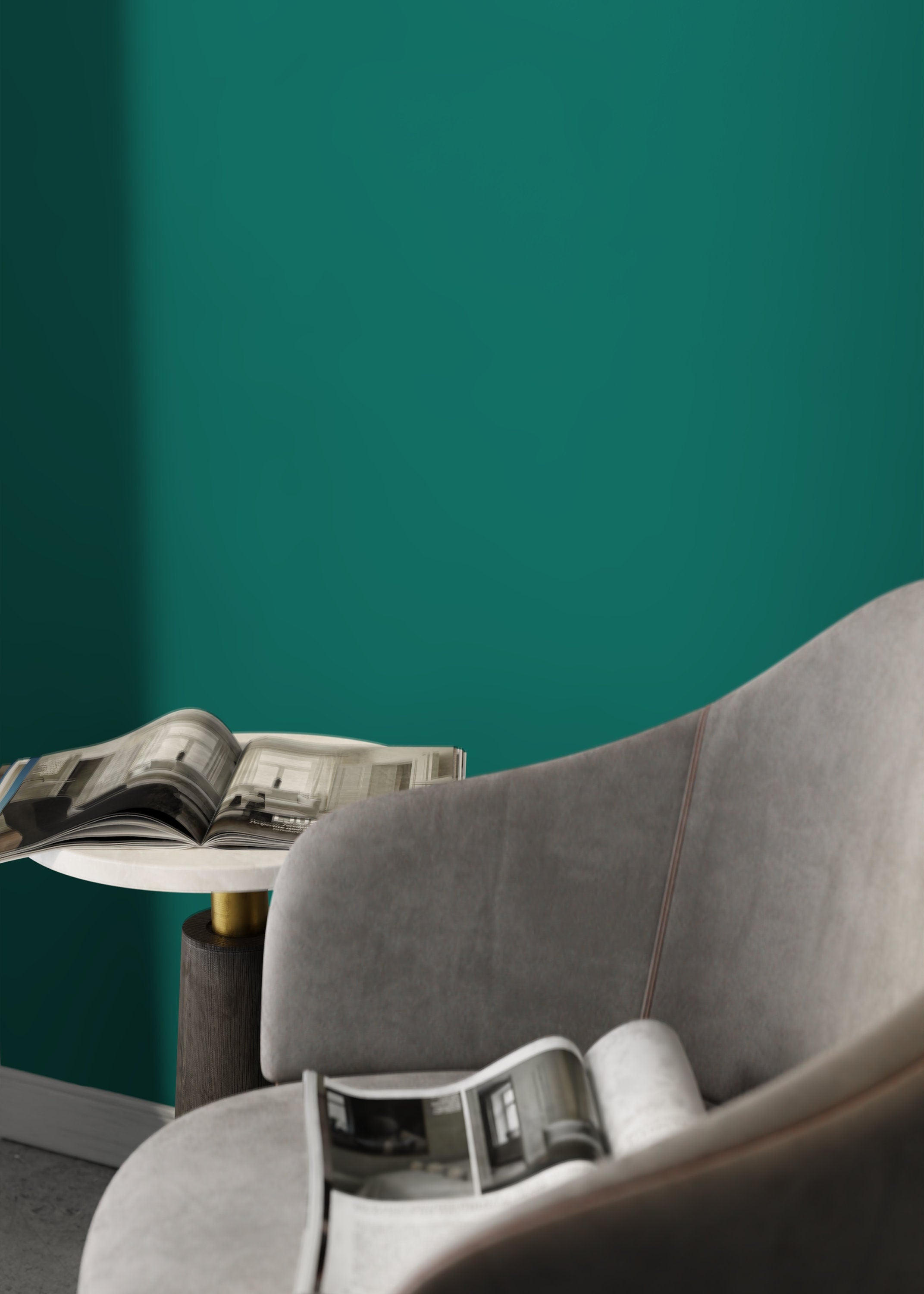 Solid Color Wallpaper In A Rich Green-turquoise - D469