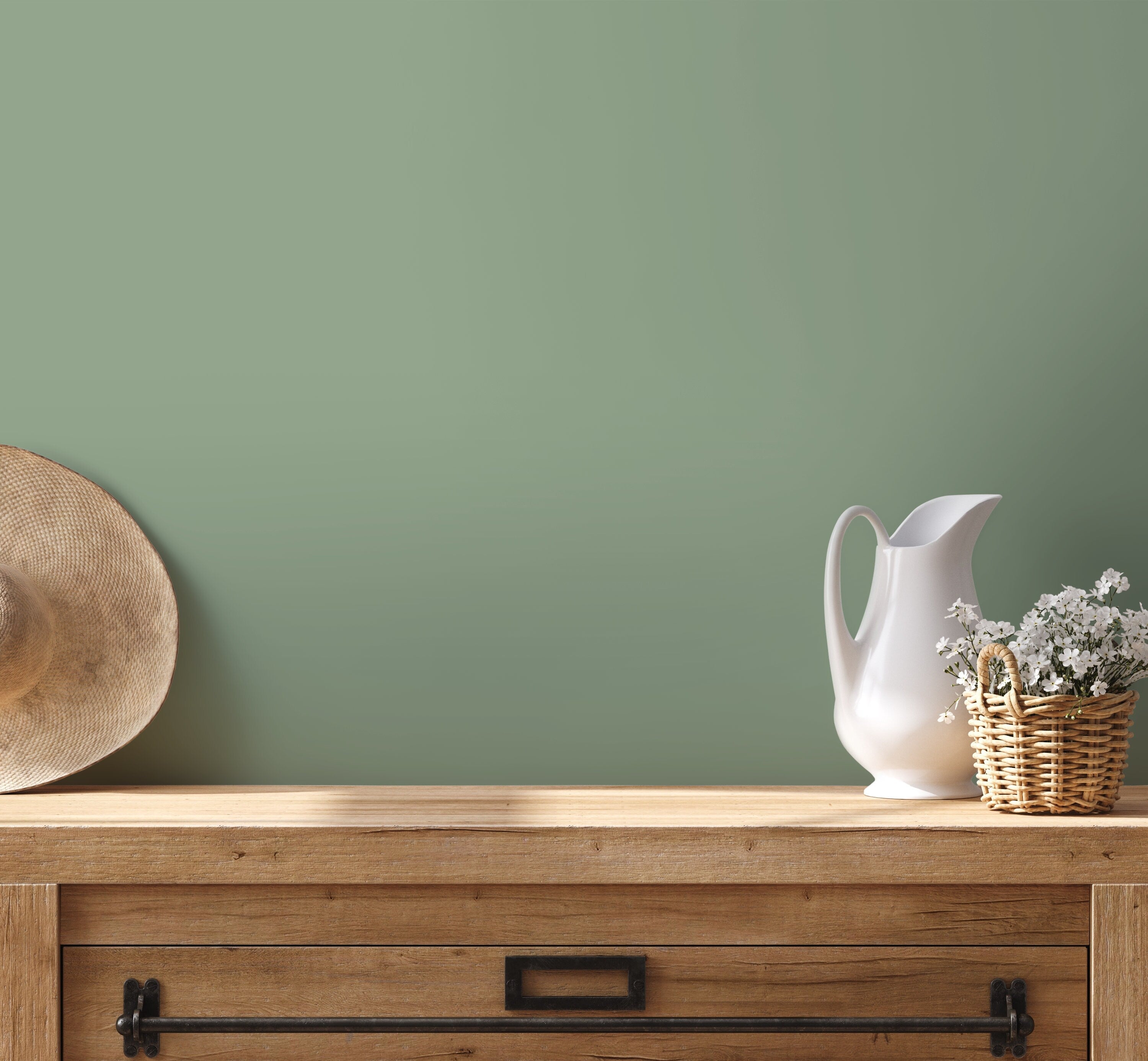 Solid Color Wallpaper With A Soothing Laurel Green Hue - D473