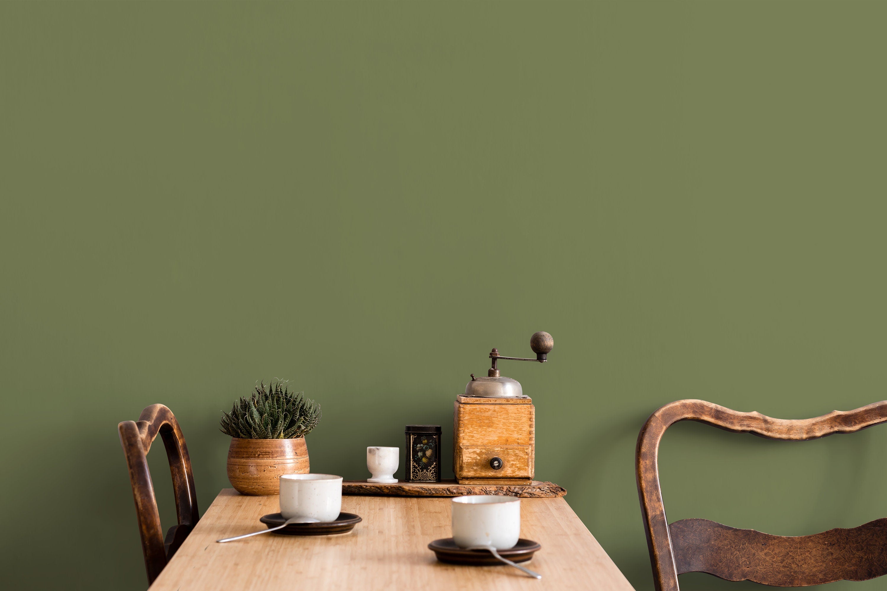Solid Color Wallpaper In An Earthy Sage Green - D474
