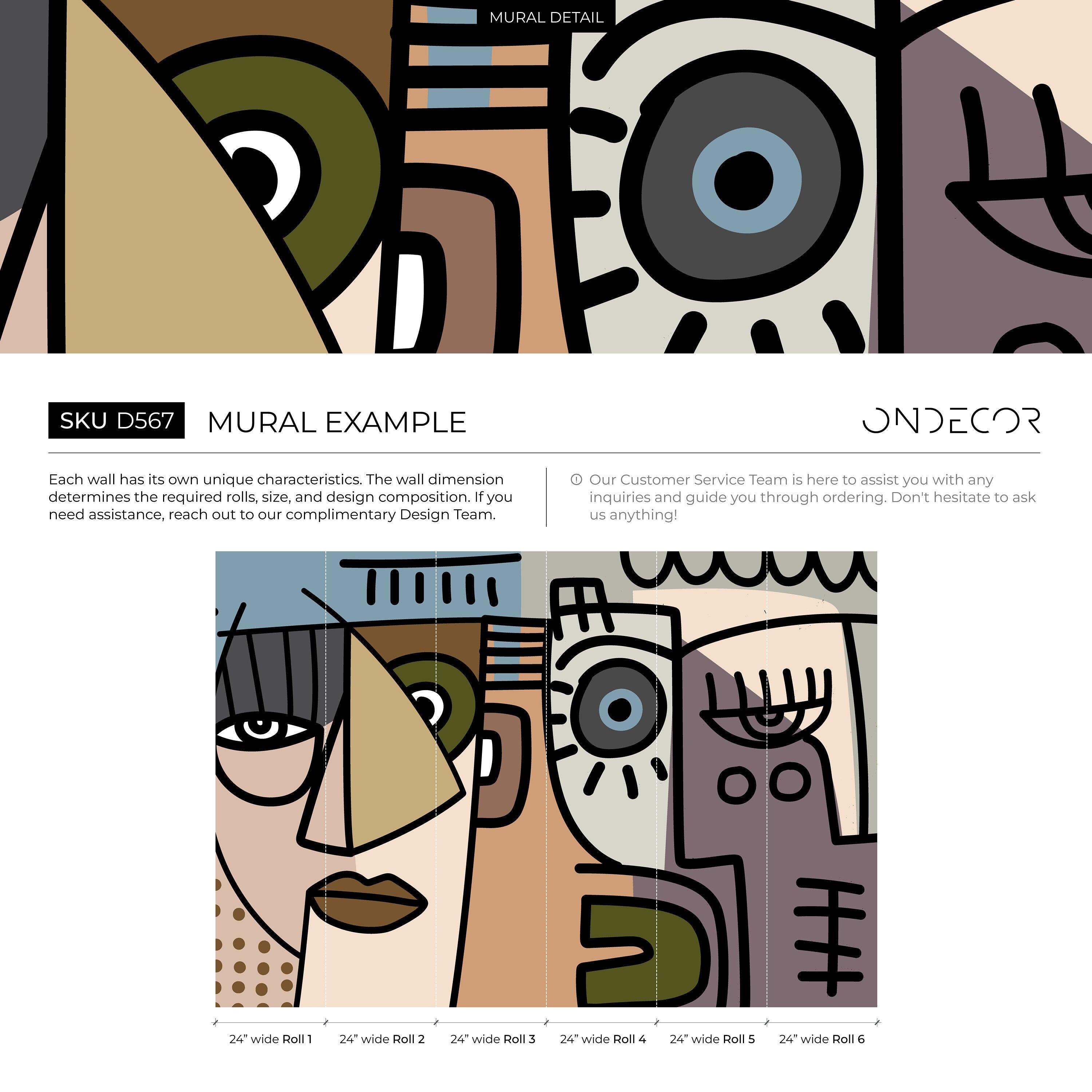 Cubism Wallpaper Featuring Abstract Faces In Brown, Blue, And Gray - D567