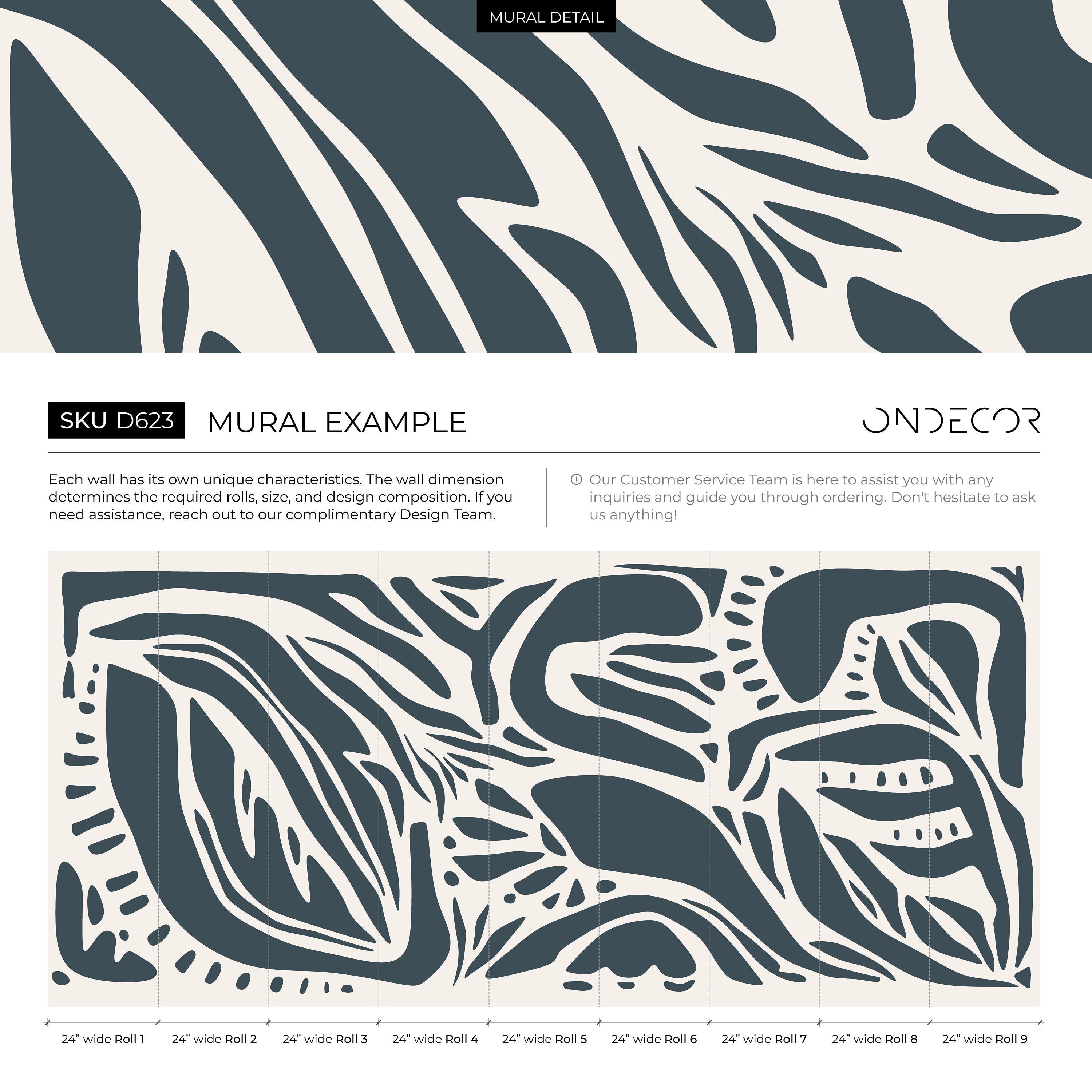 Abstract Wallpaper With Organic Cut-out Shapes In Dark Blue - D623