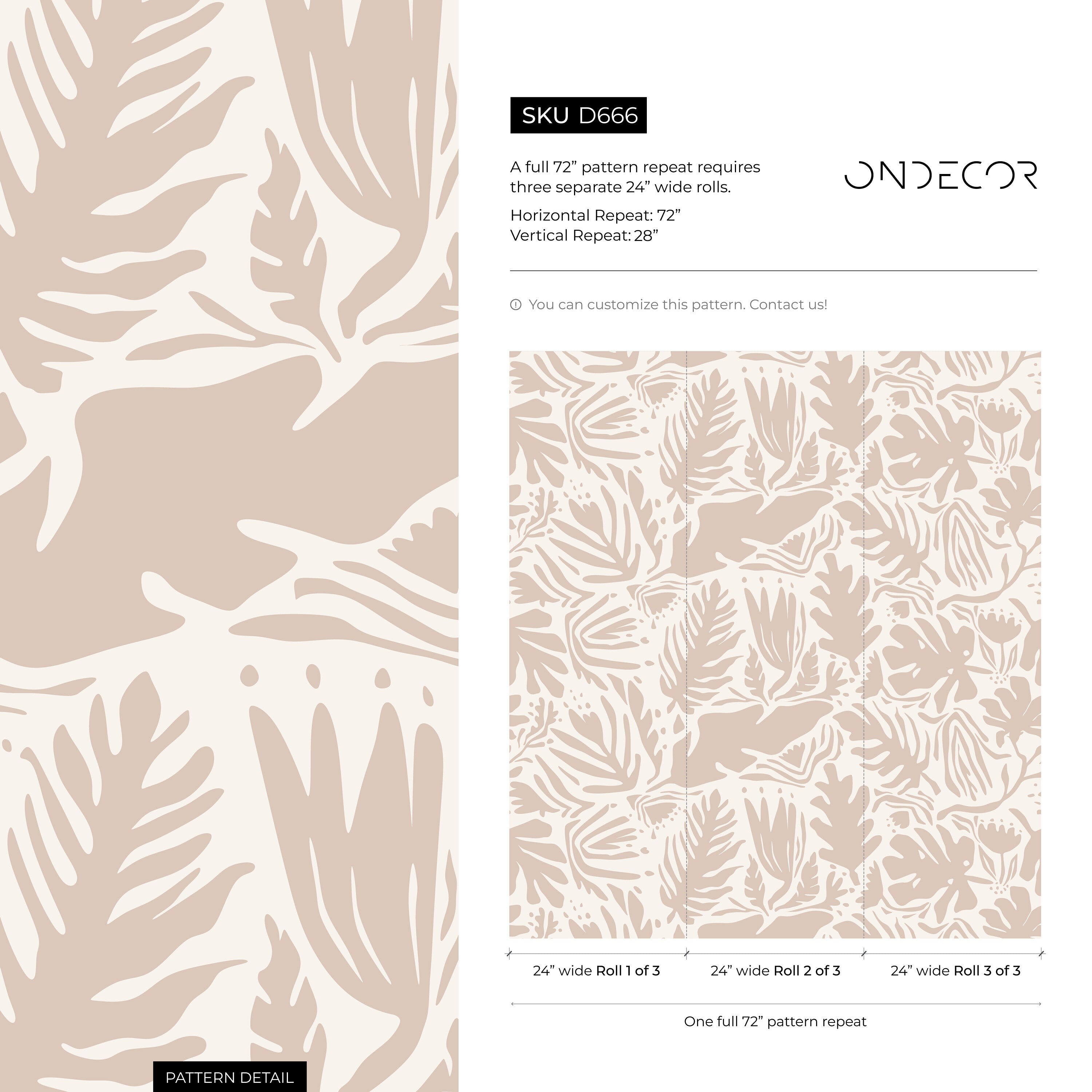 Abstract Wallpaper With A Boho Botanical Cutout Motif In Beige And Cream - D666