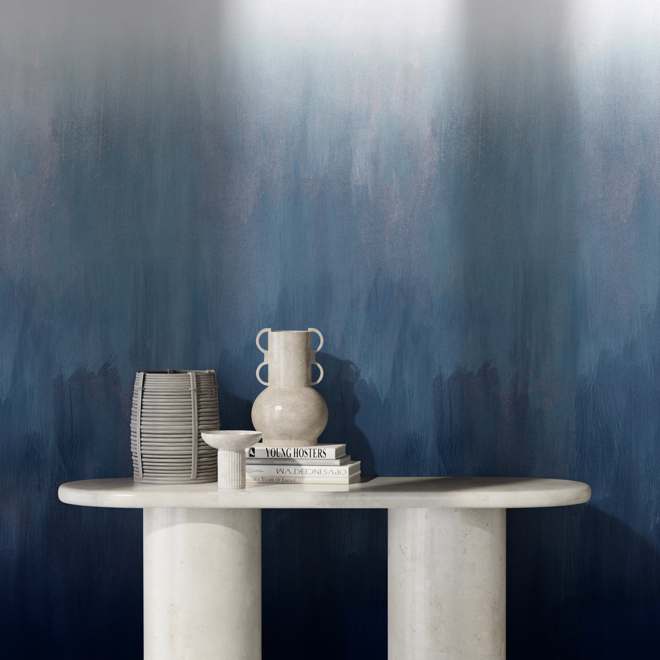 Abstract Wallpaper With A Painterly Ombre Gradient In Blue And White - X159