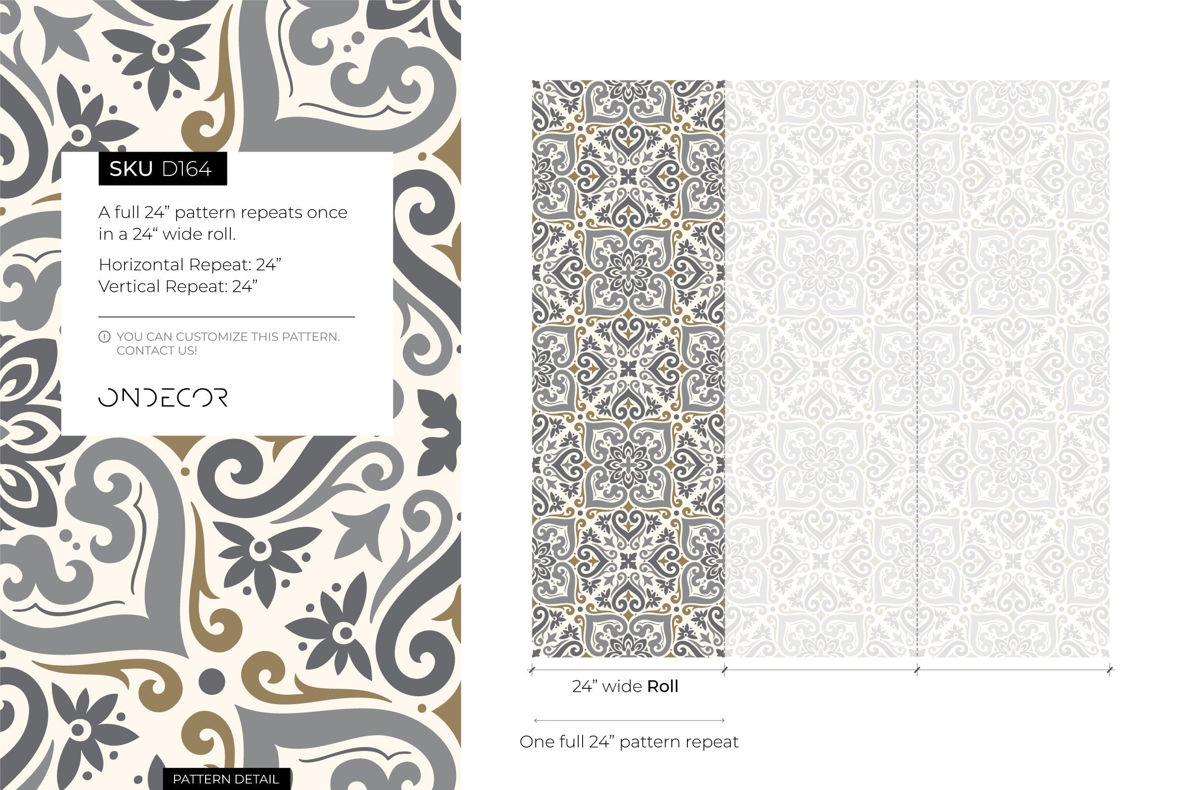 Moroccan Tile Wallpaper With An Intricate Motif In Grey And Taupe - D164
