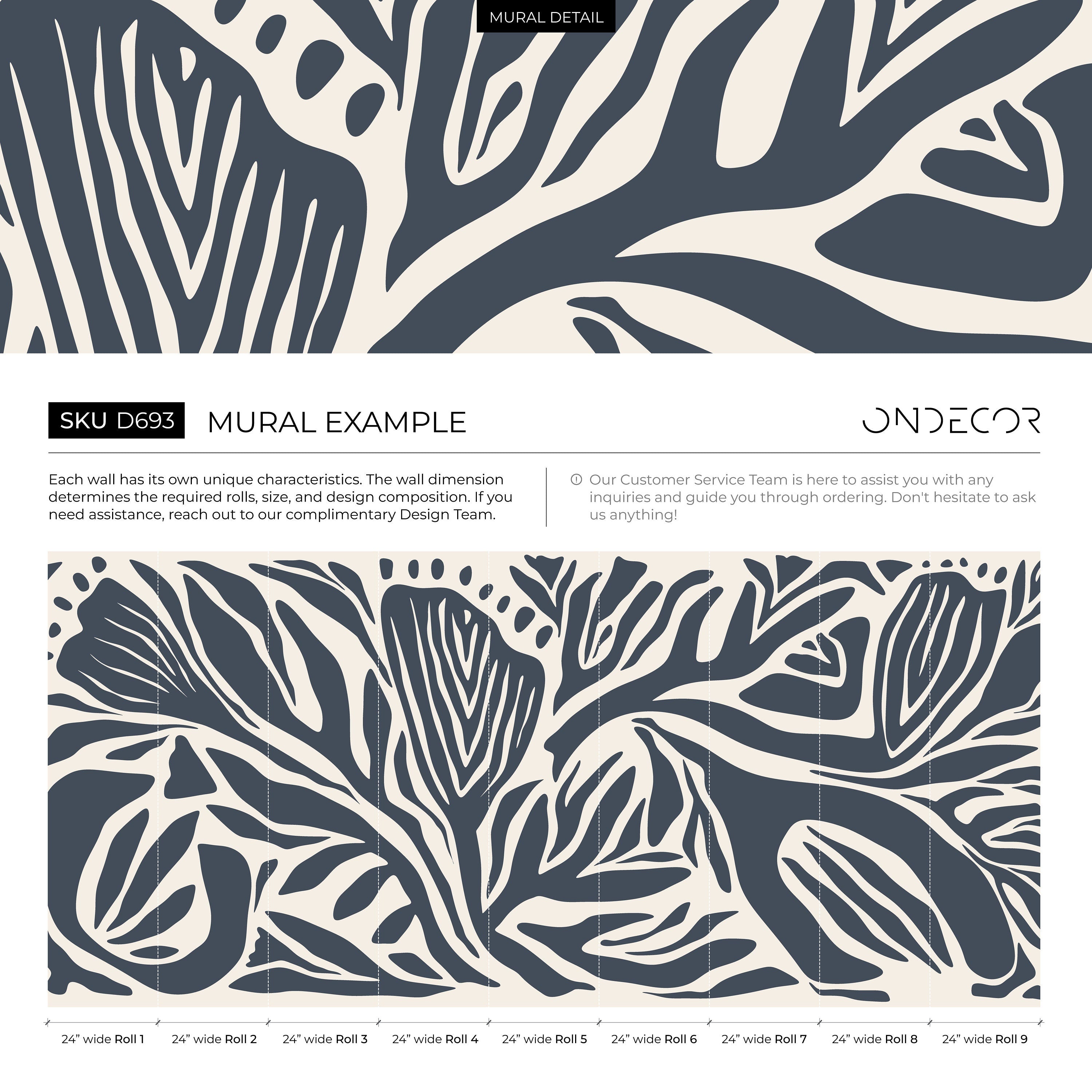Abstract Wallpaper Featuring Bold Botanical Stripes In Gray Blue And Cream - D693