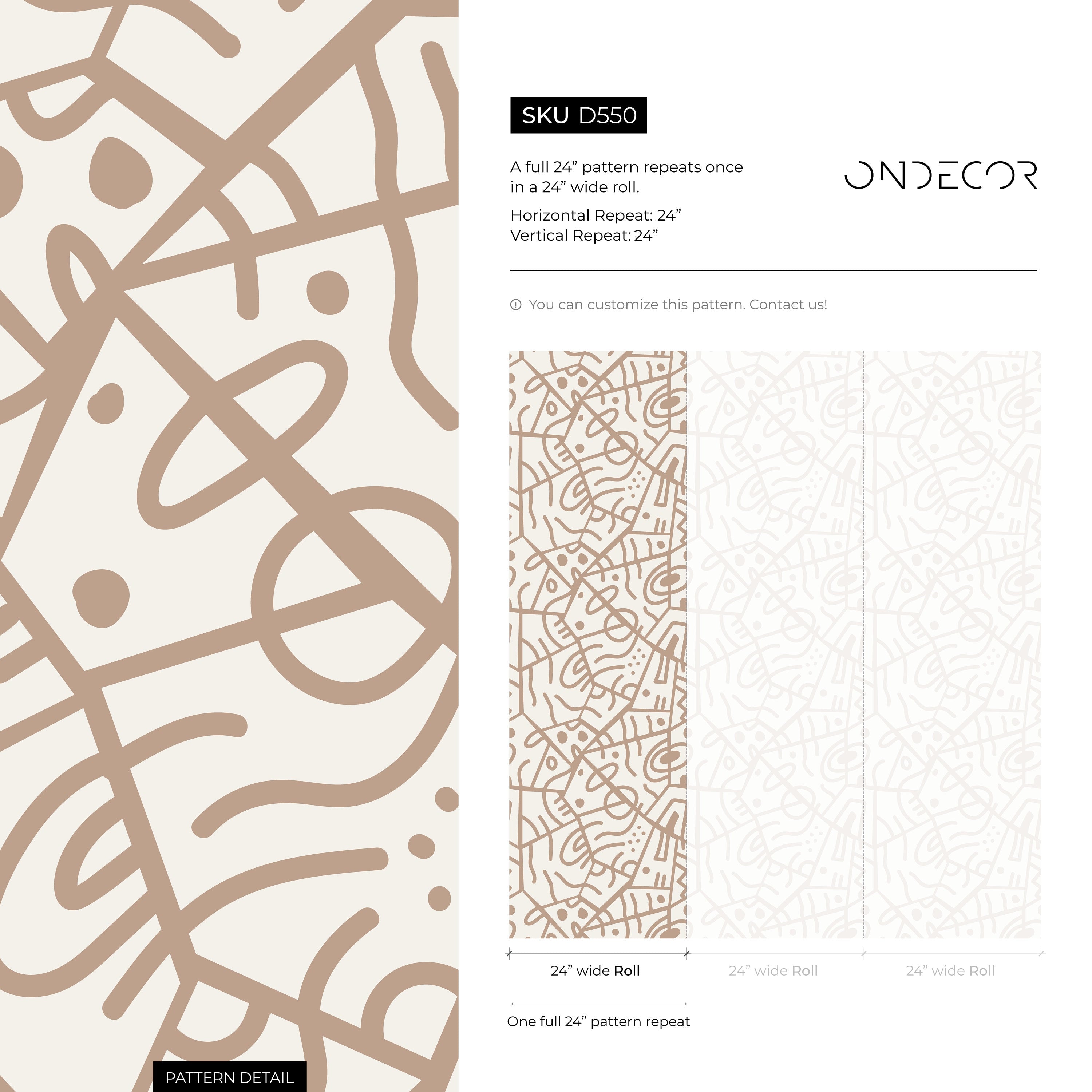 Ethnic Wallpaper Featuring An Abstract Tribal Motif In Beige - D550