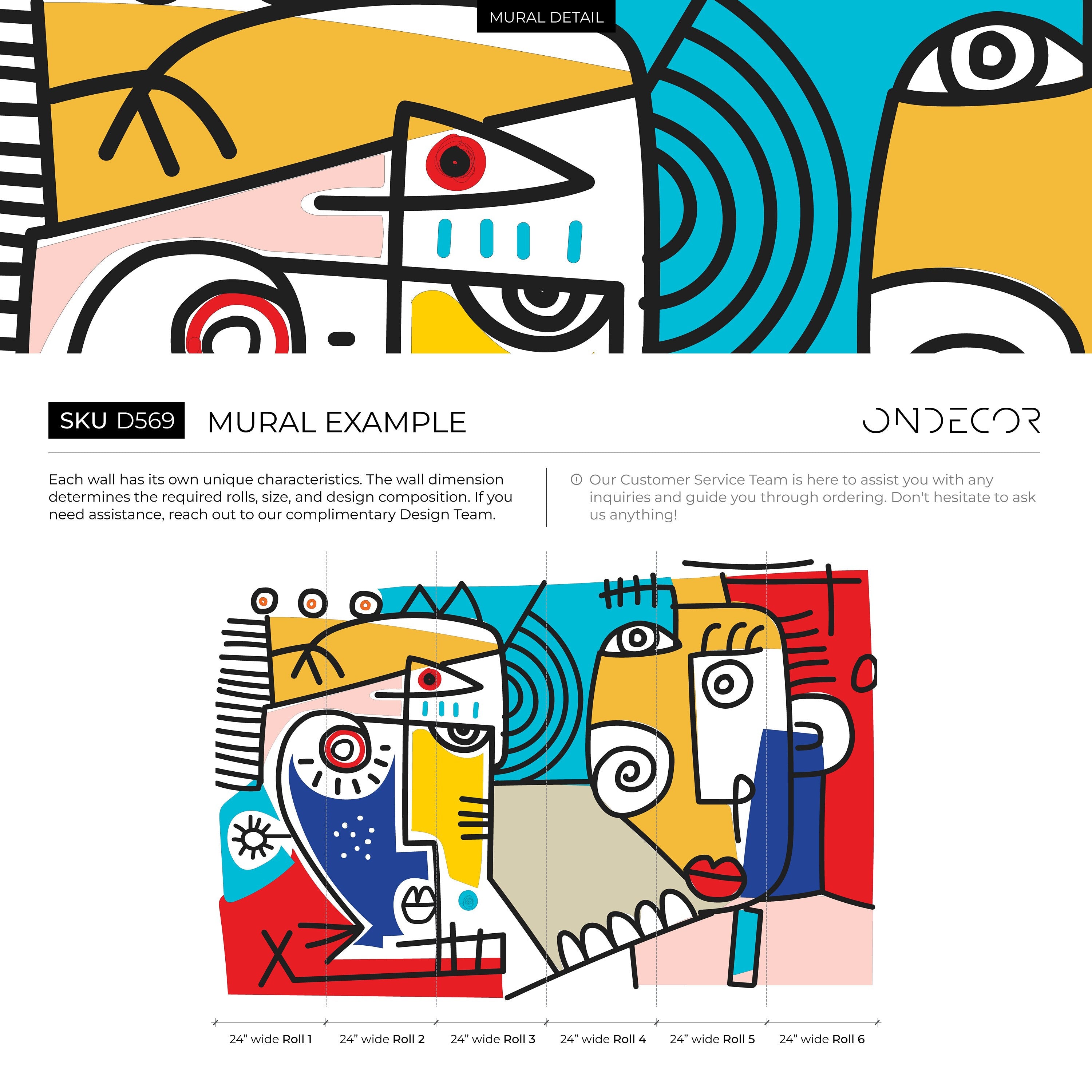 Cubism Wallpaper With Abstract Faces In Red, Yellow, And Blue - D569