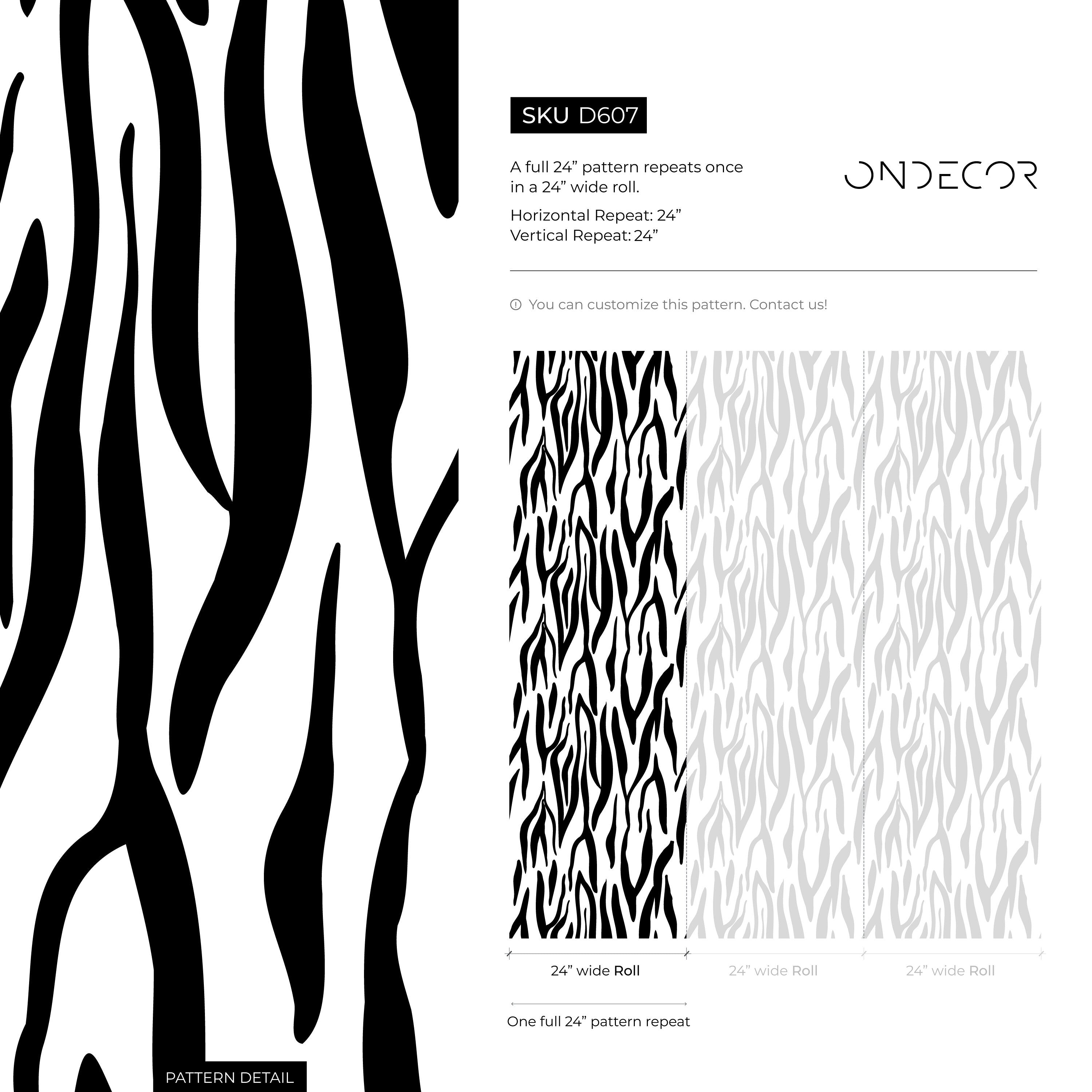 Animal Print Wallpaper With Bold Zebra Stripes In Black And White - D607